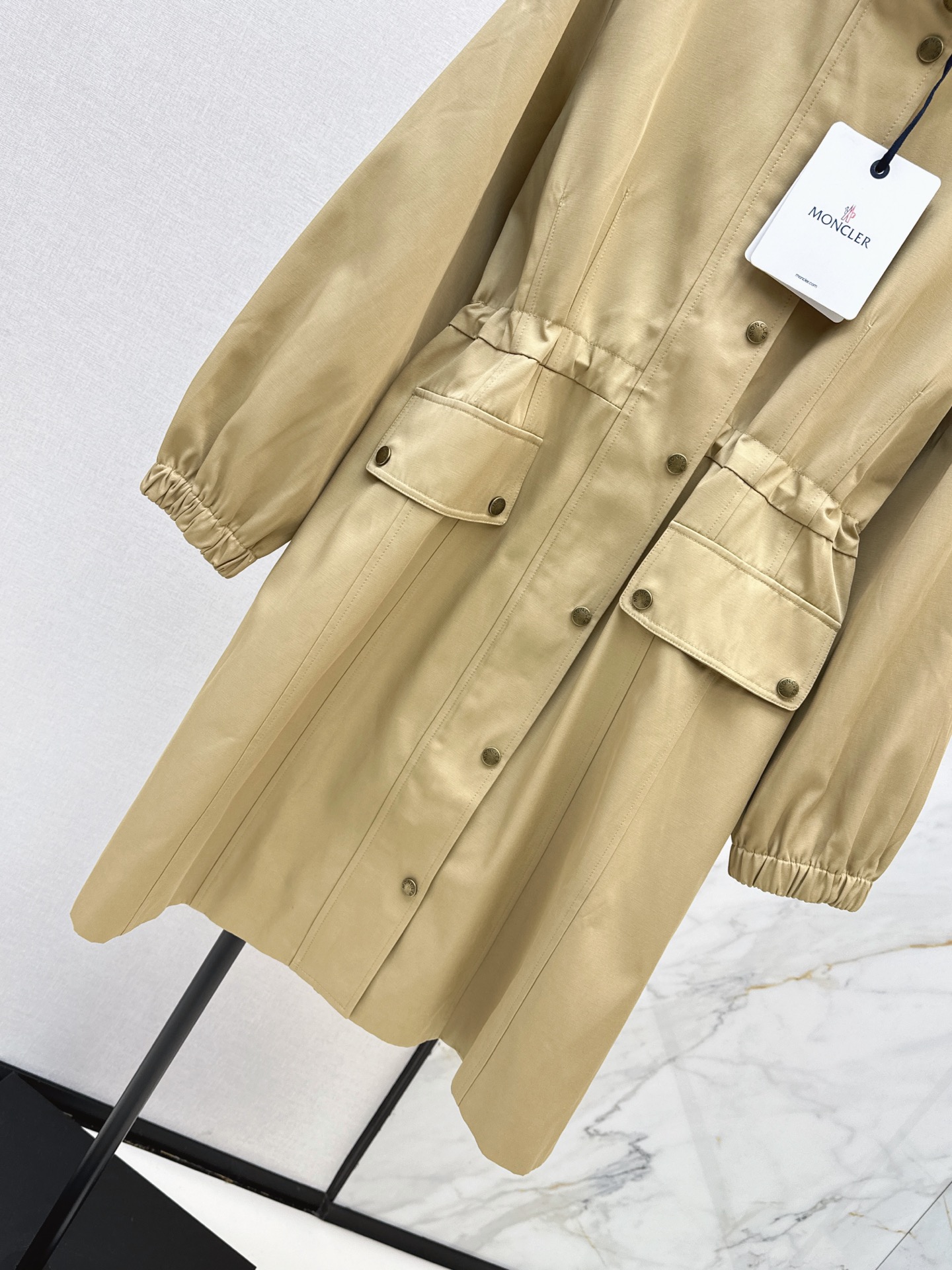 Monc 26fw hooded drawstring trench coats
