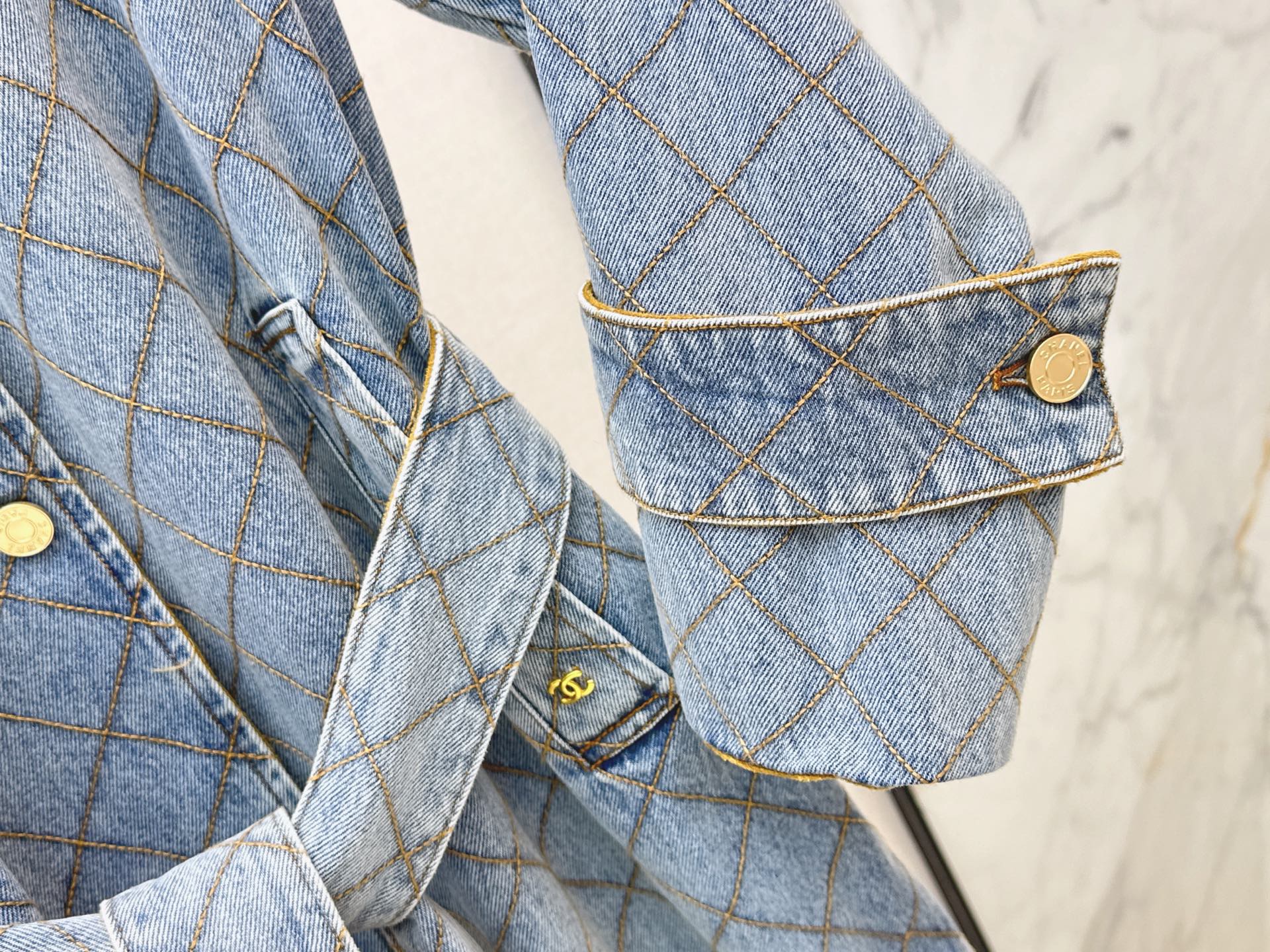 Chan 26fw belted denim trench coats
