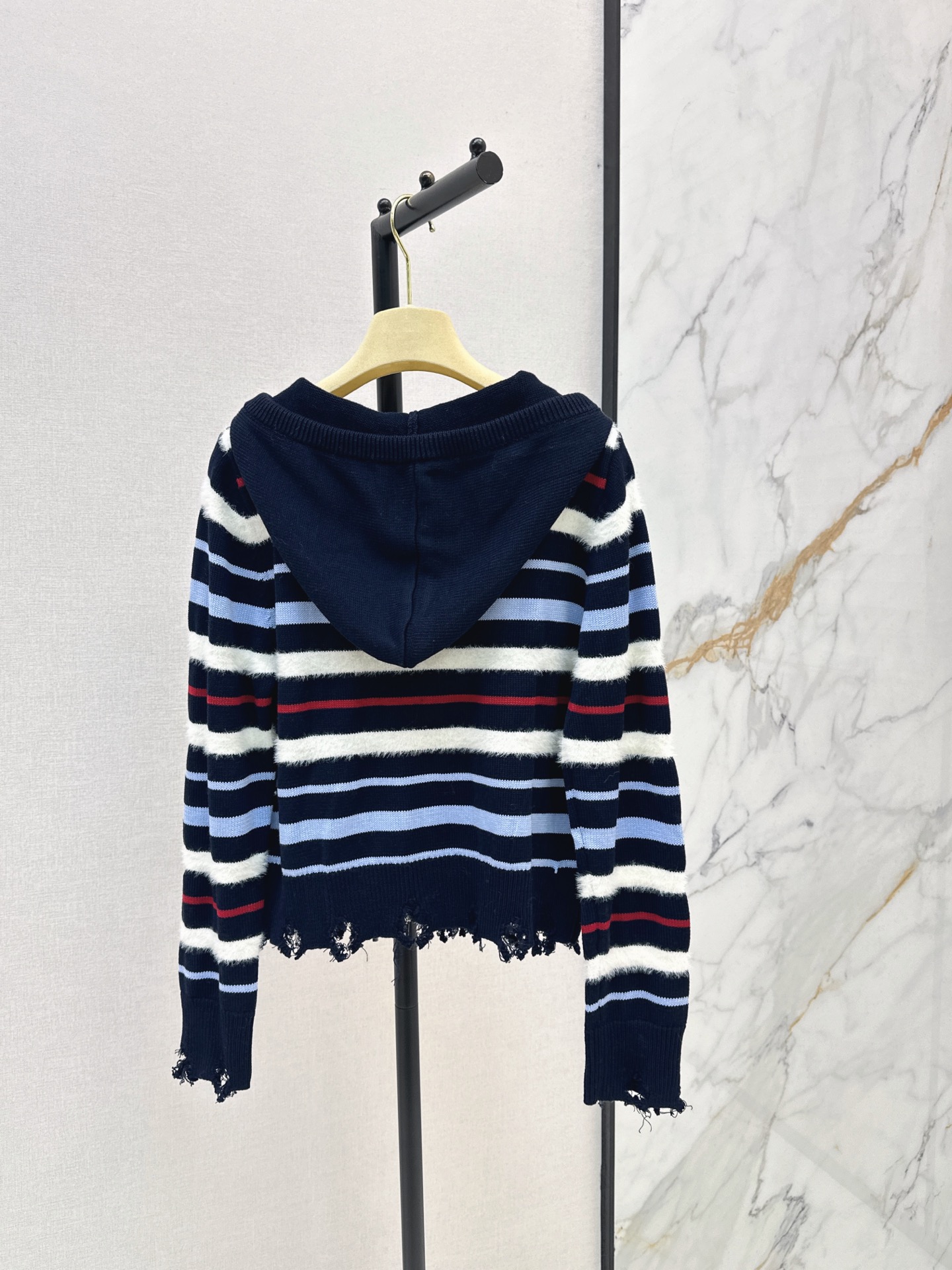 Miu 26fw stripe hooded knitwear