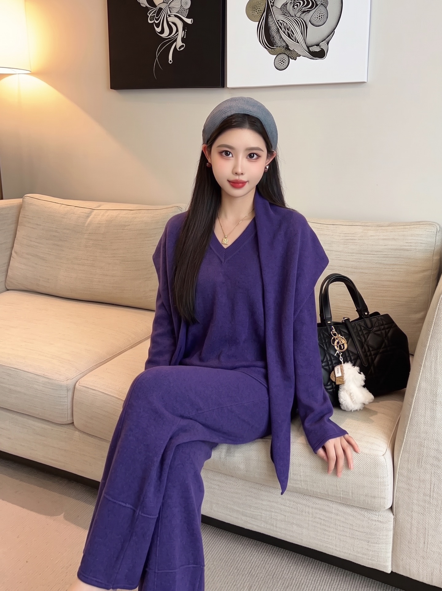 Row 26fw wool cape sweater pants sets