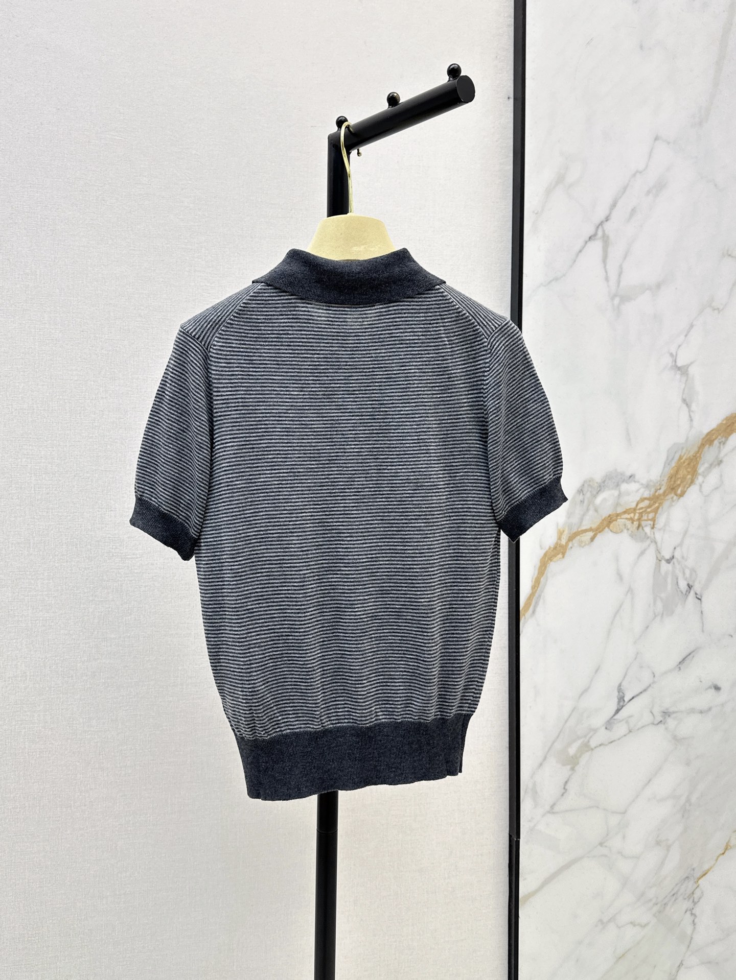 Miu 26fw stripe polo knit top