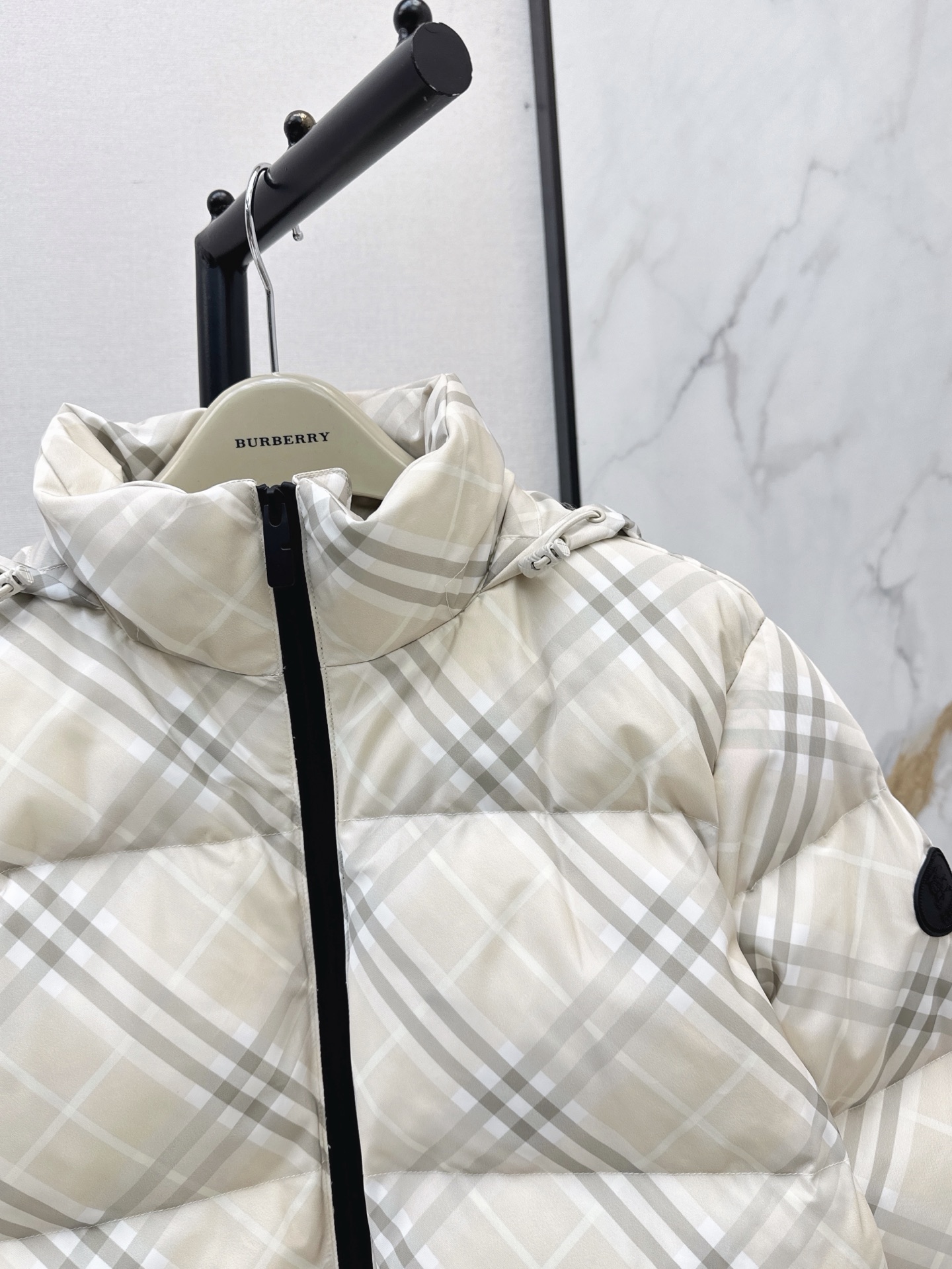 Bur 26fw check cropped down jacket