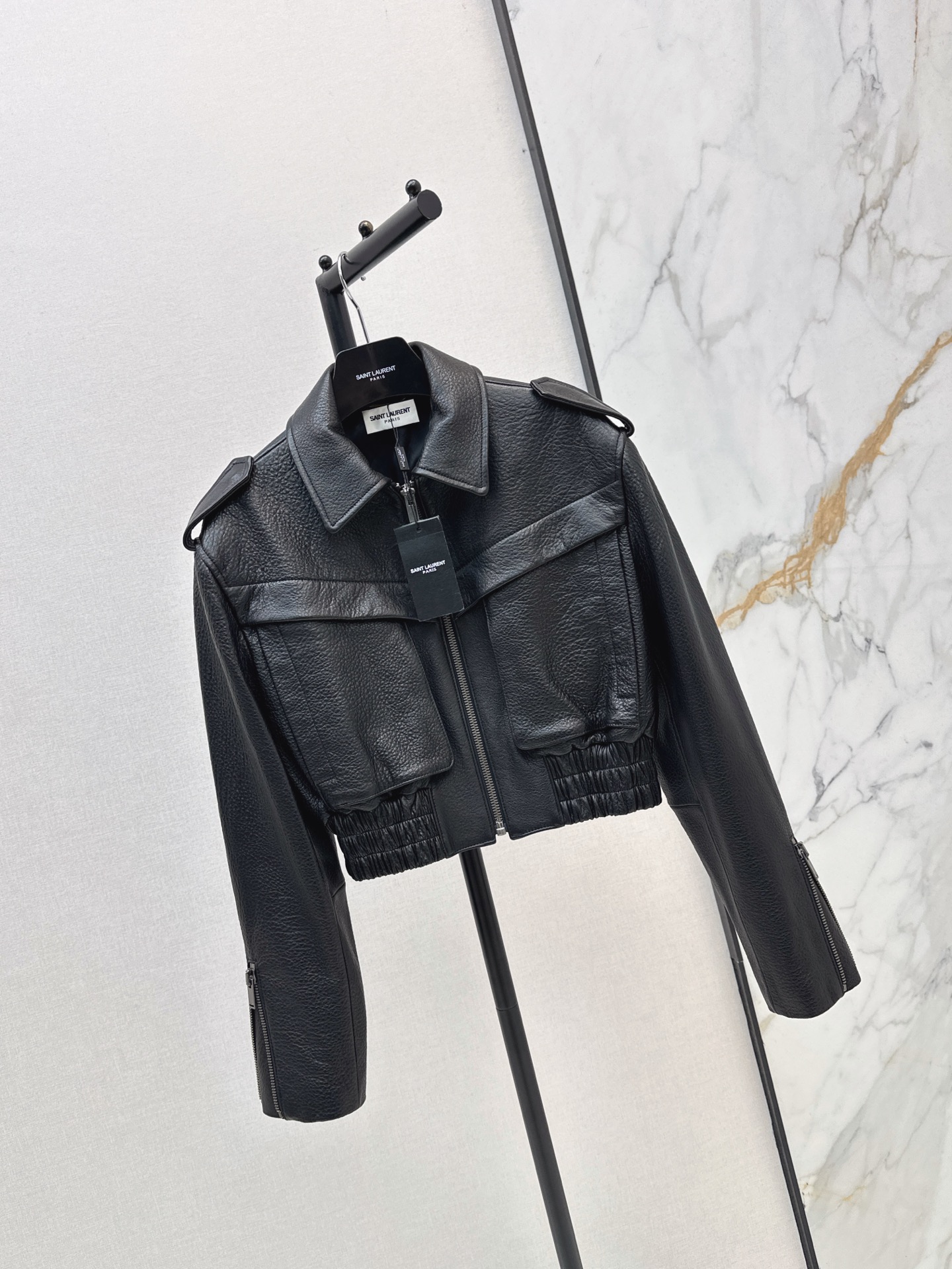 Sain 26fw cropped leather jacket