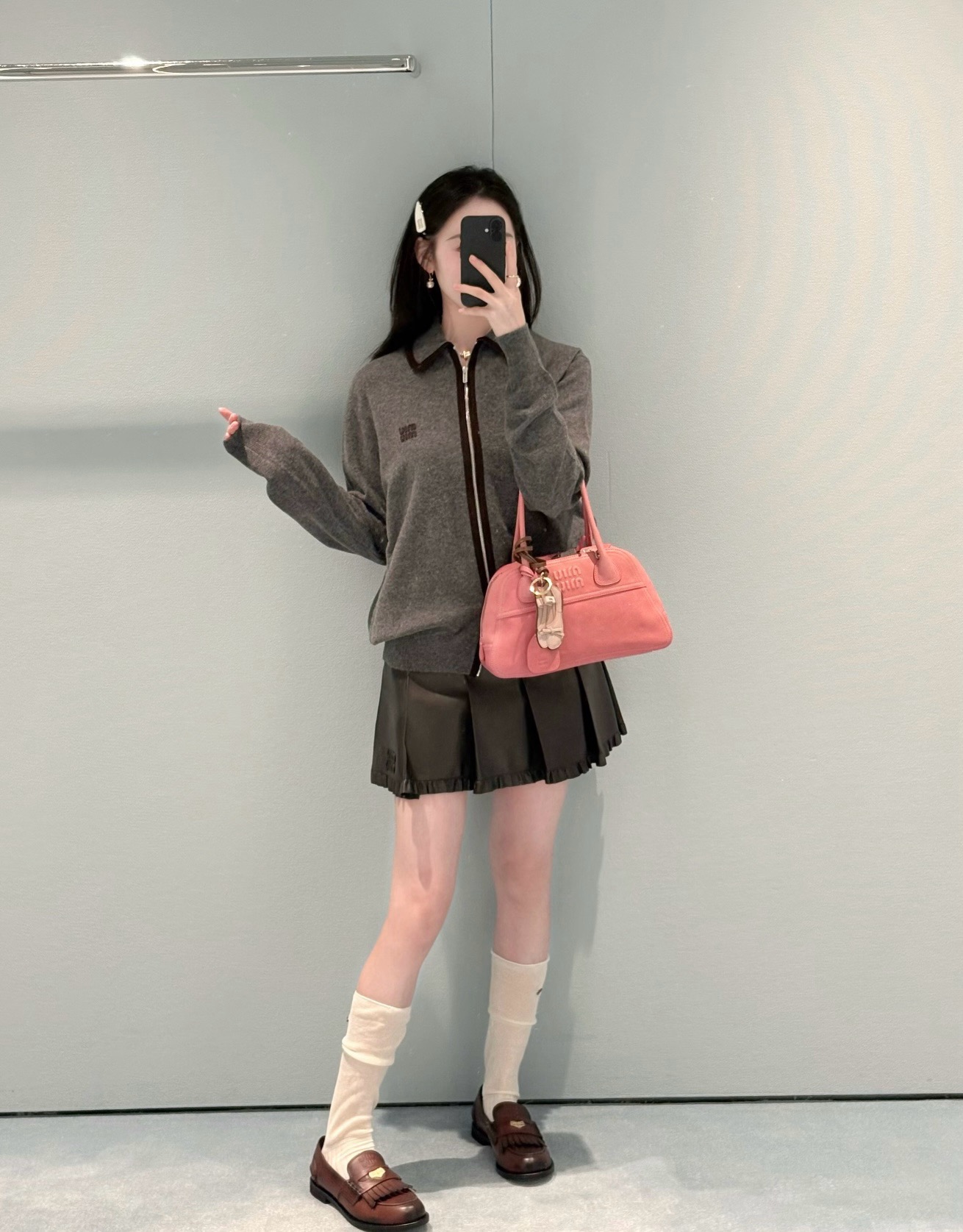 Miu 26fw zipper cardigan
