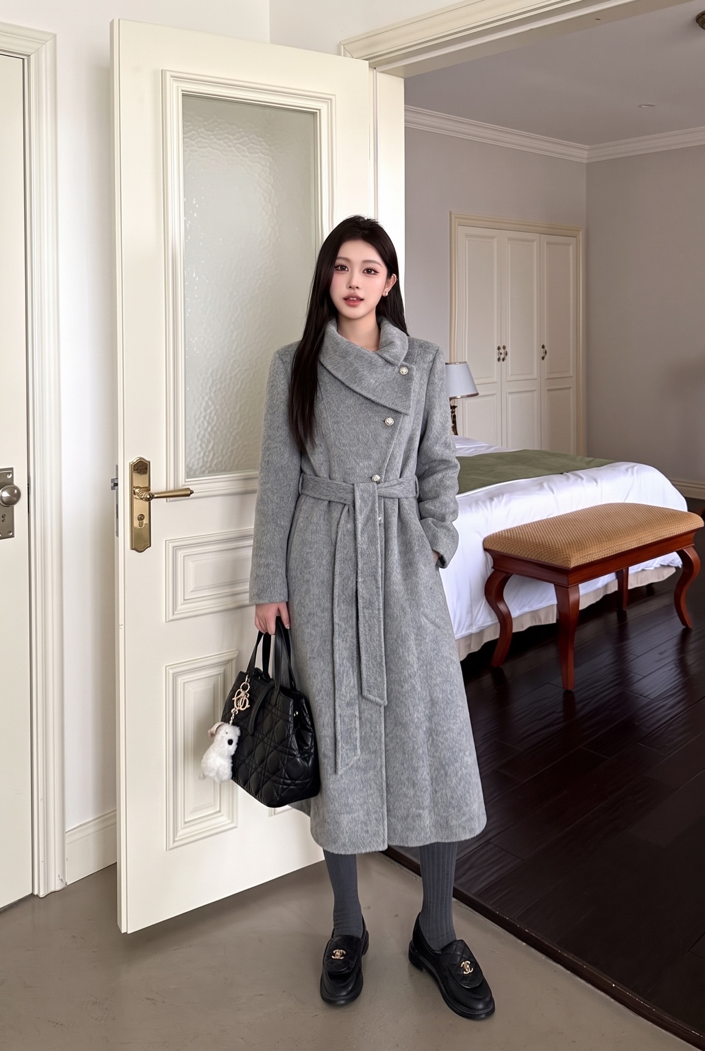 Miu 26fw woolen belted overcoats