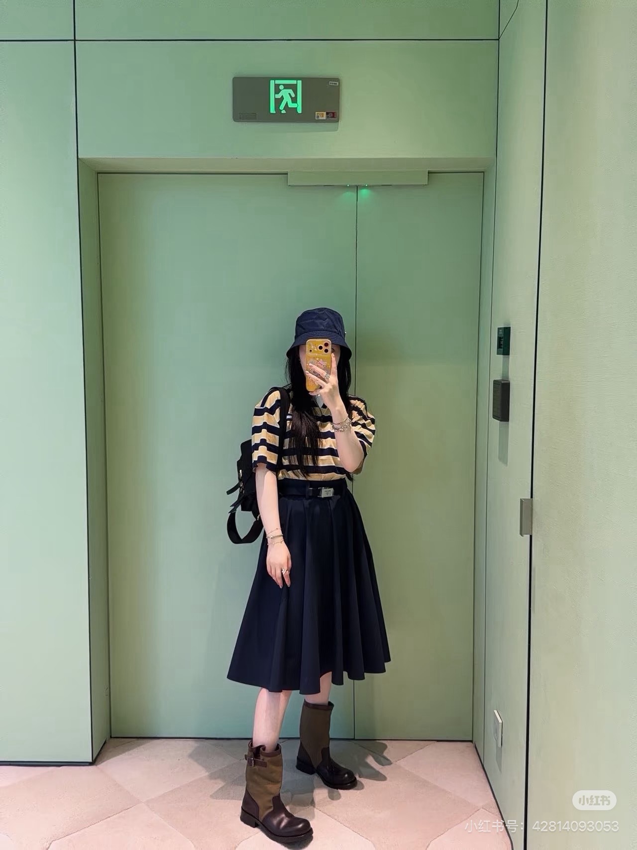 Pra 26fw pleated midi skirt