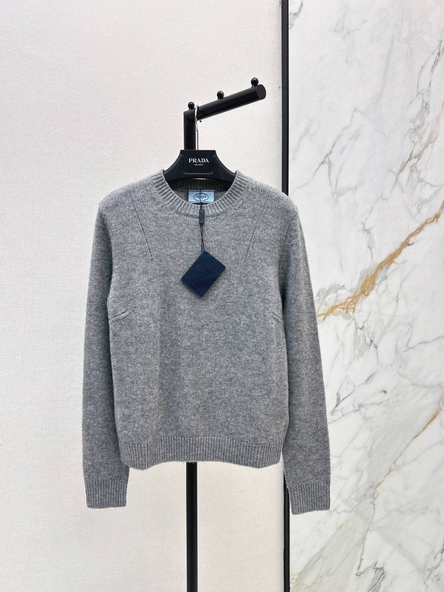 Pra 26fw beading shawl cashmere sweater