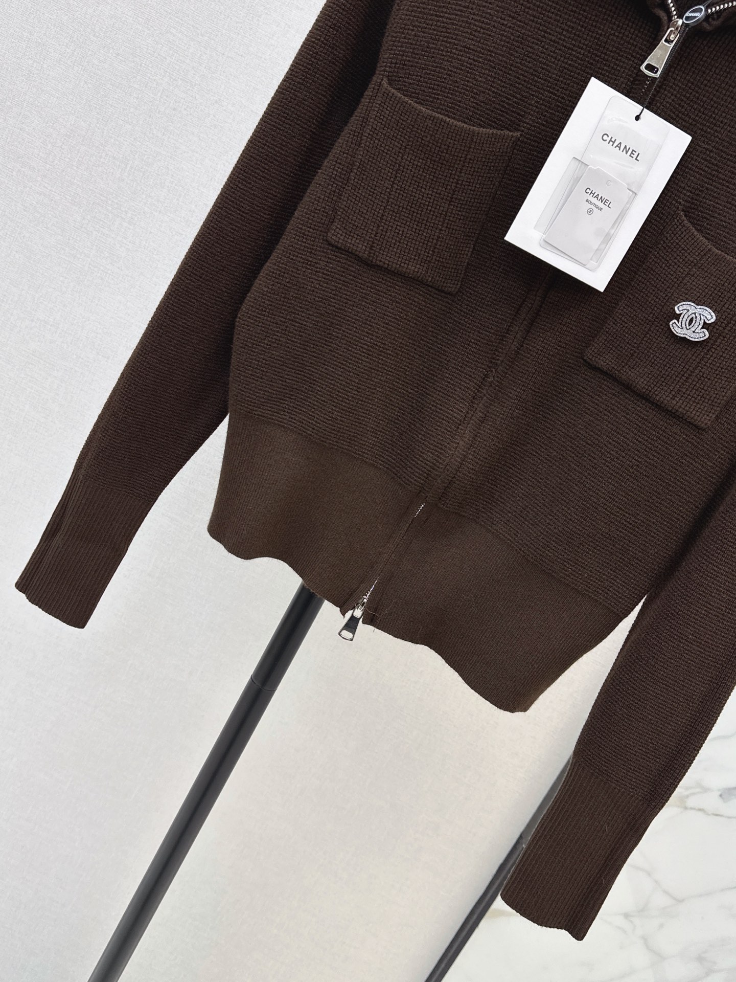 Chan 26fw zip-up knit cardigan