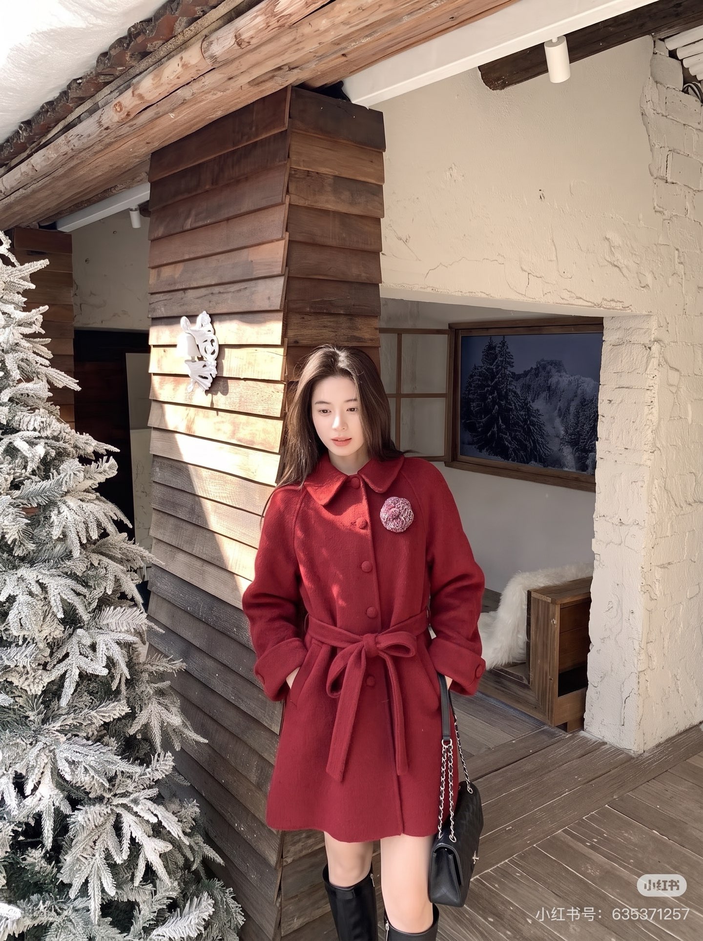 Chan 26fw 3d floarl belted overcoats
