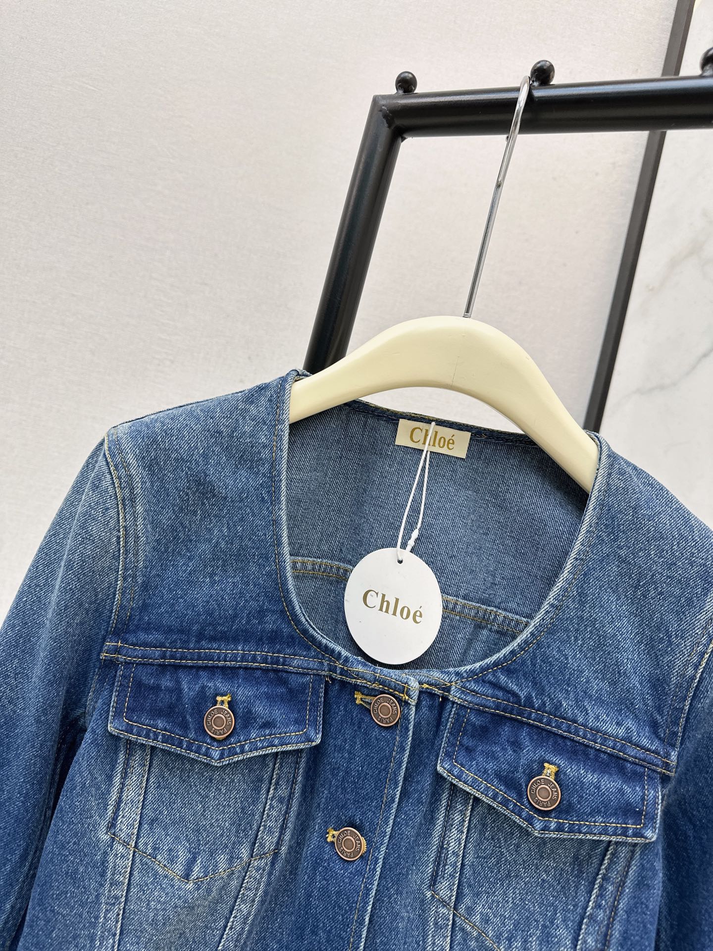 Chol 26fw ruffle denim jacket