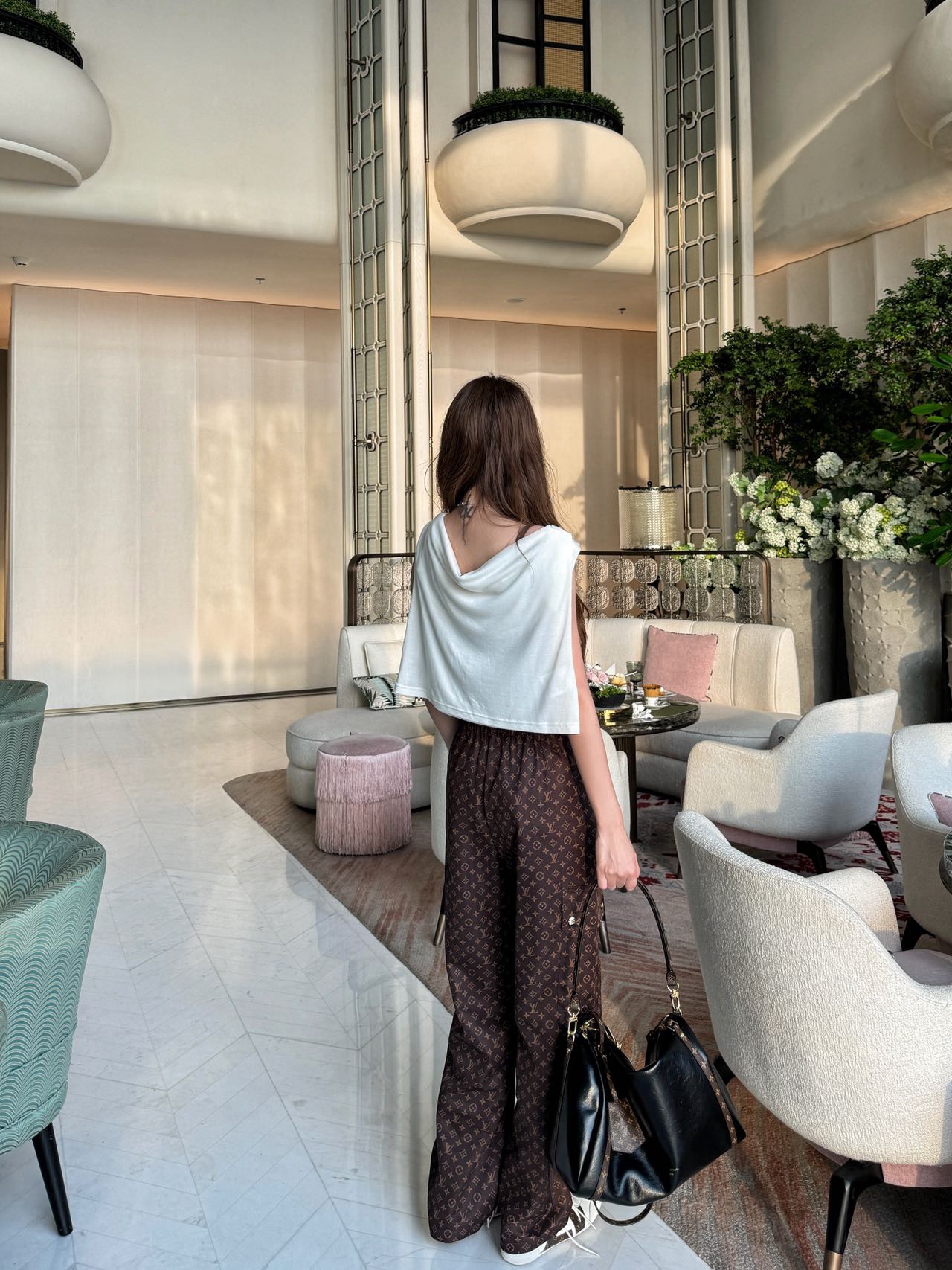 Loui 26fw print wide-leg pants