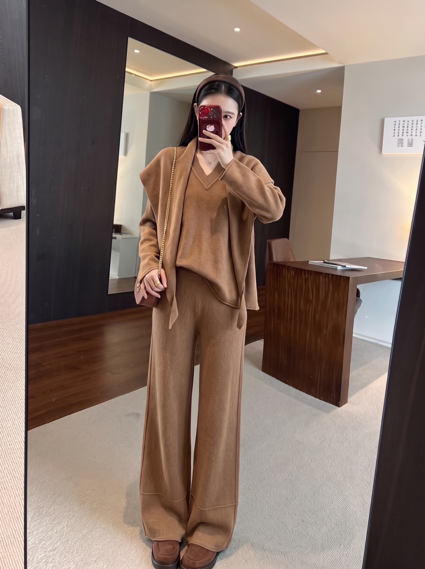 Row 26fw wool cape sweater pants sets