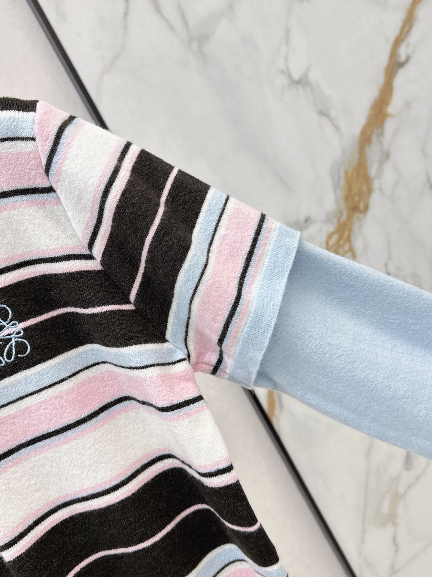 Loe 26fw 2in1 stripe polo knitwear