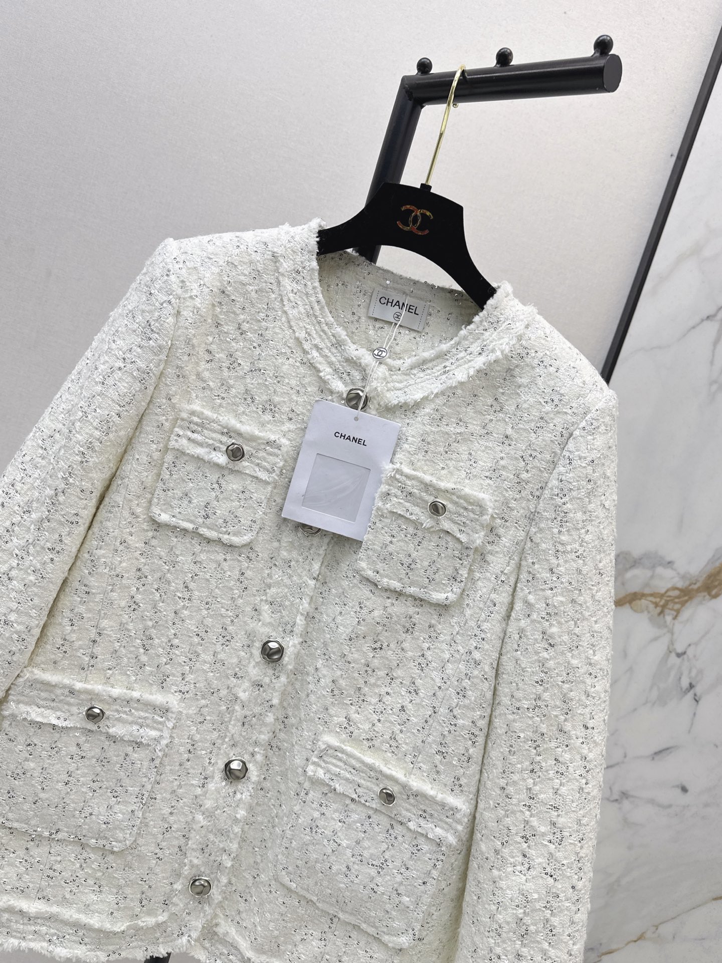 Chan 26fw tweed goose down filled woven jacket