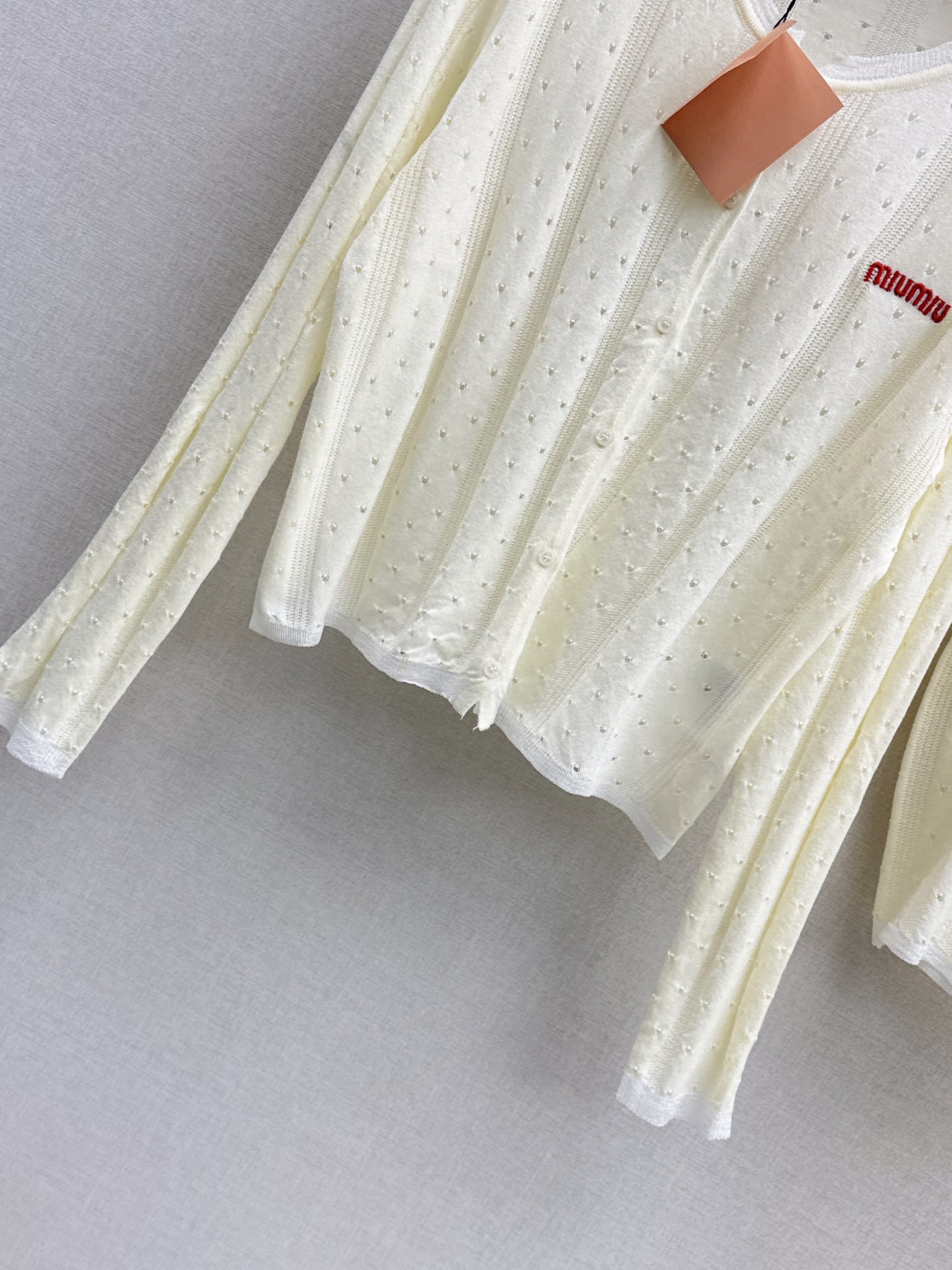 Miu 26fw lace trim knit cardigan vest sets