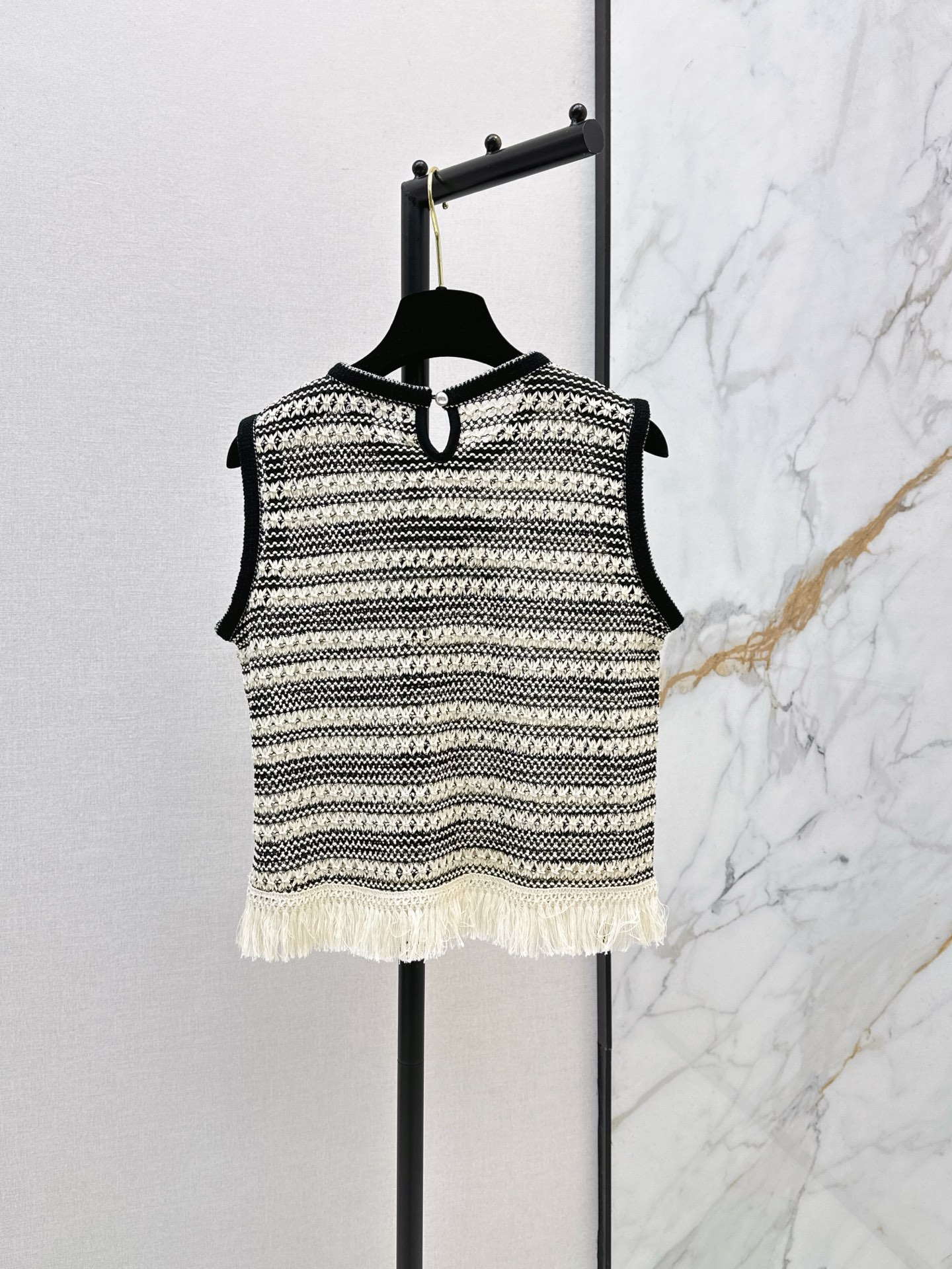 Chan 26ss fringe knit vest