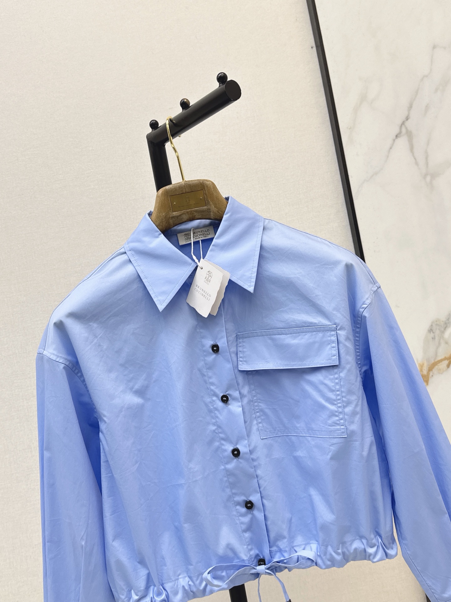 Brun 26fw cropped drawstring shirt
