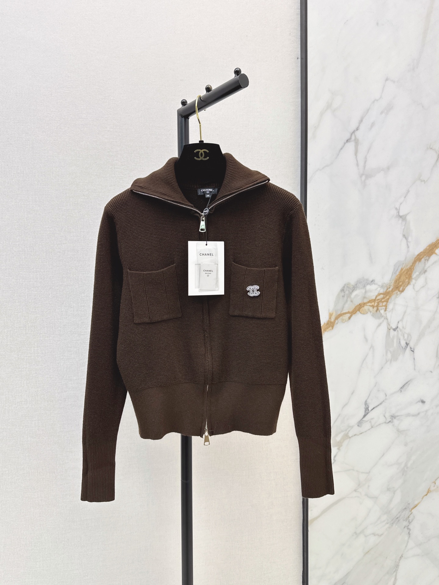 Chan 26fw zip-up knit cardigan