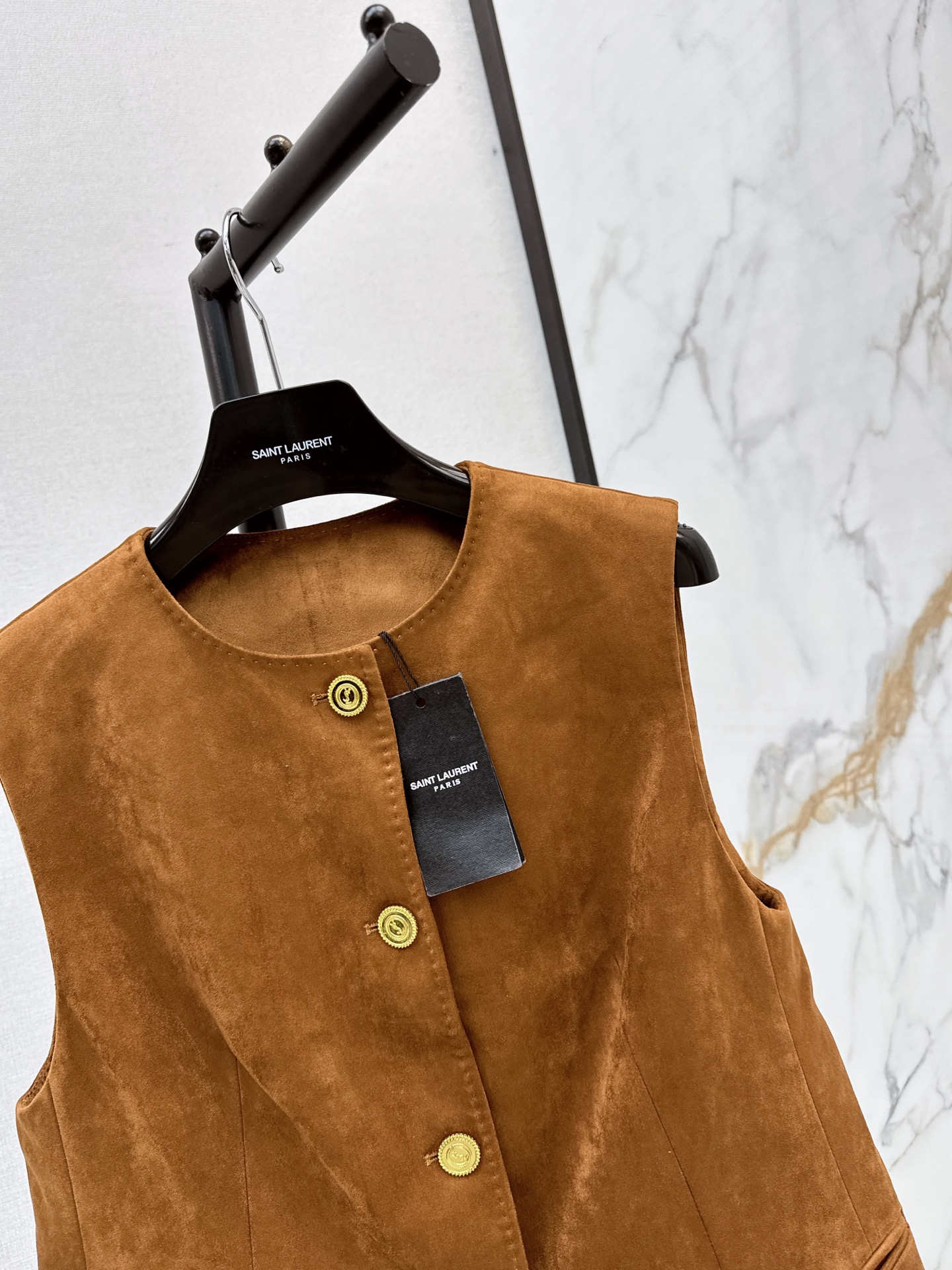 Sain 26fw suede-fleece vest jacket