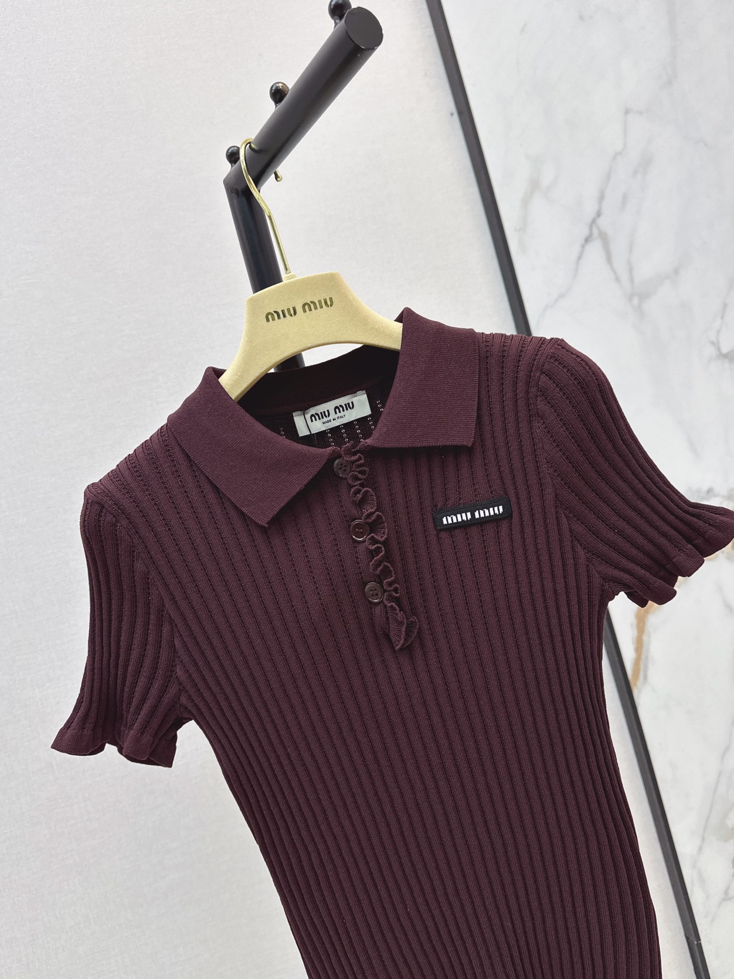 Miu 26fw polo knit top