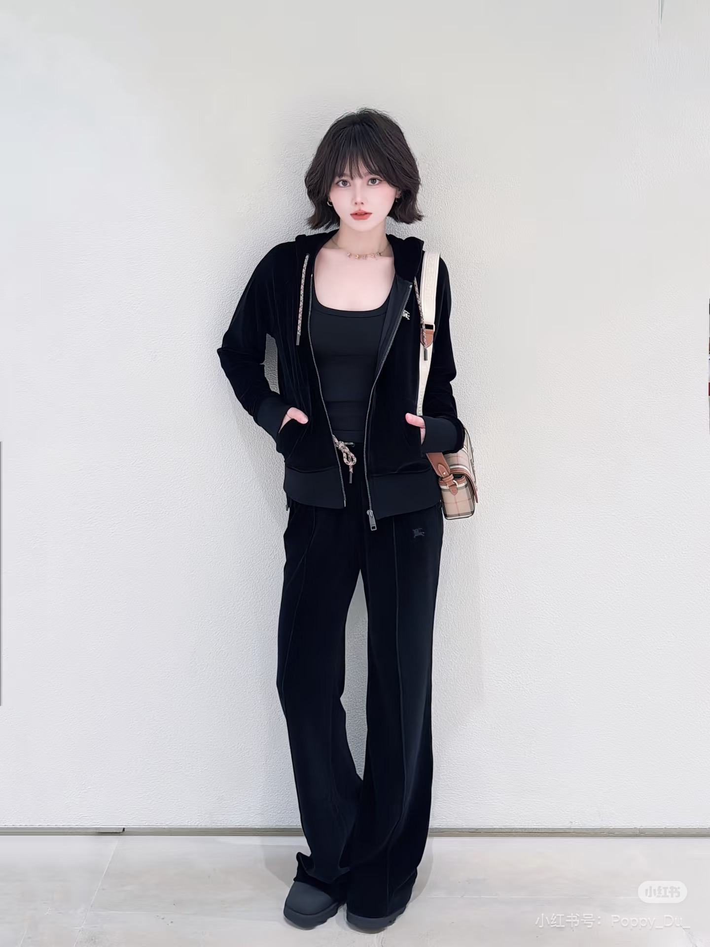 Bur 26fw velvet hooded jacket pants sets