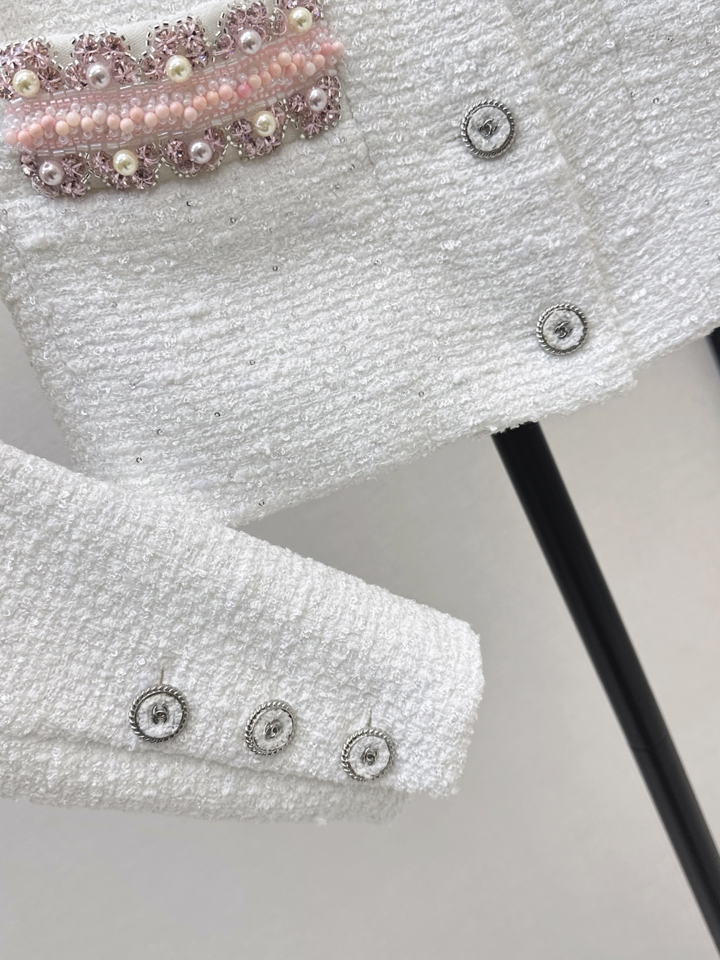 Chan 26fw cropped woven tweed jacket