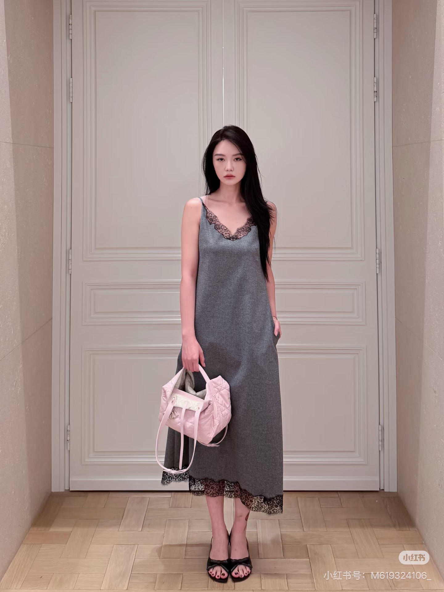 CD 26fw lace trim slip dress