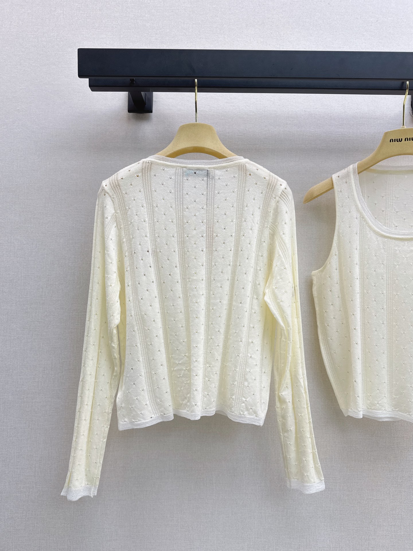 Miu 26fw lace trim knit cardigan vest sets