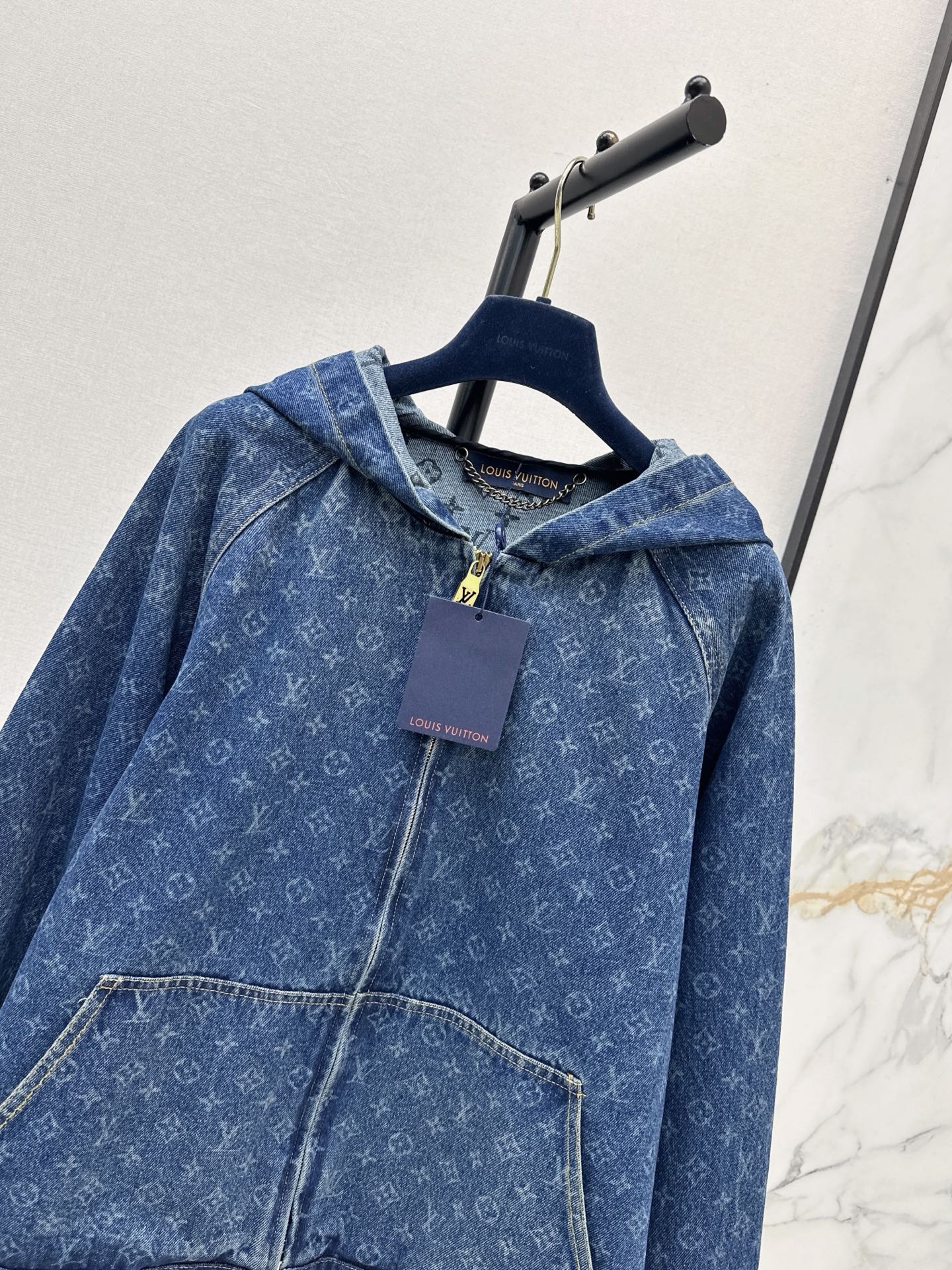 Loui 26fw jacquard hooded denim jacket