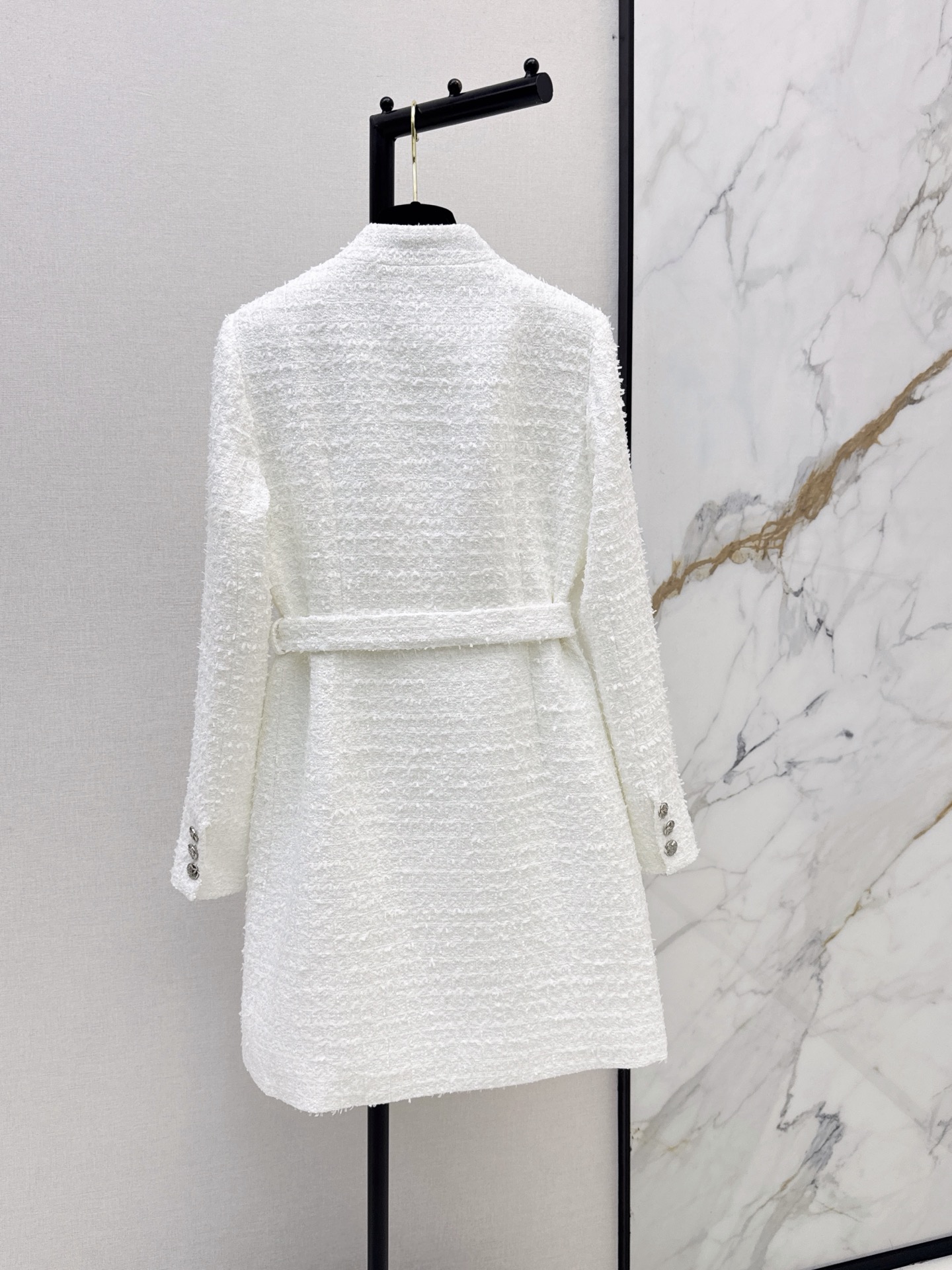 Chan 26fw woven tweed belted jacket
