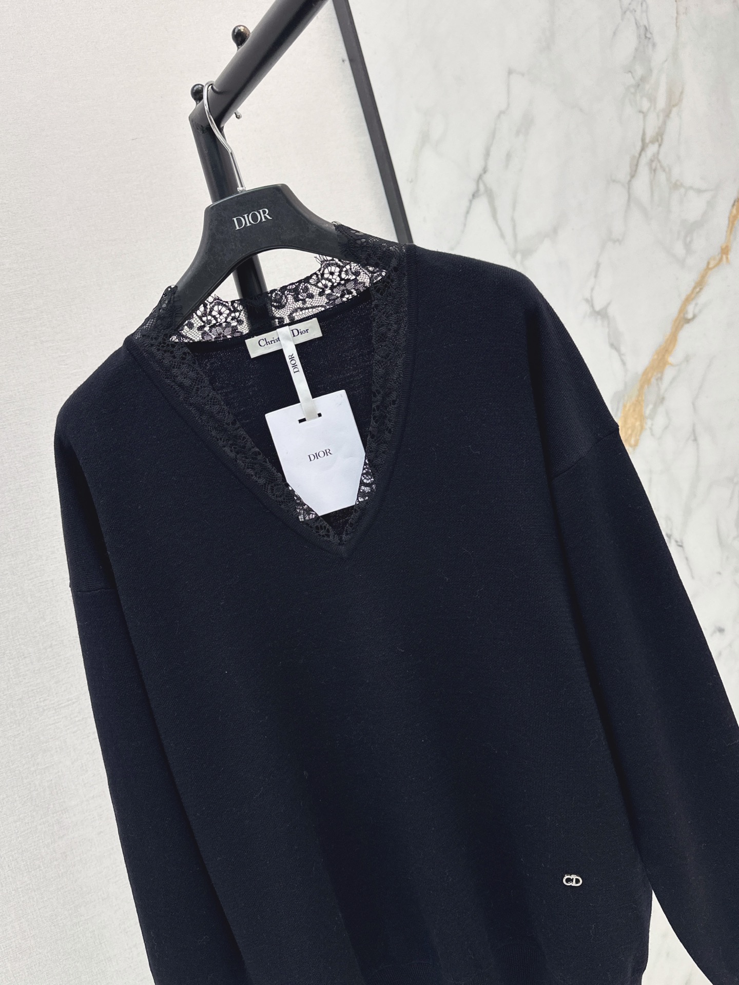 CD 26fw lace contract sweater