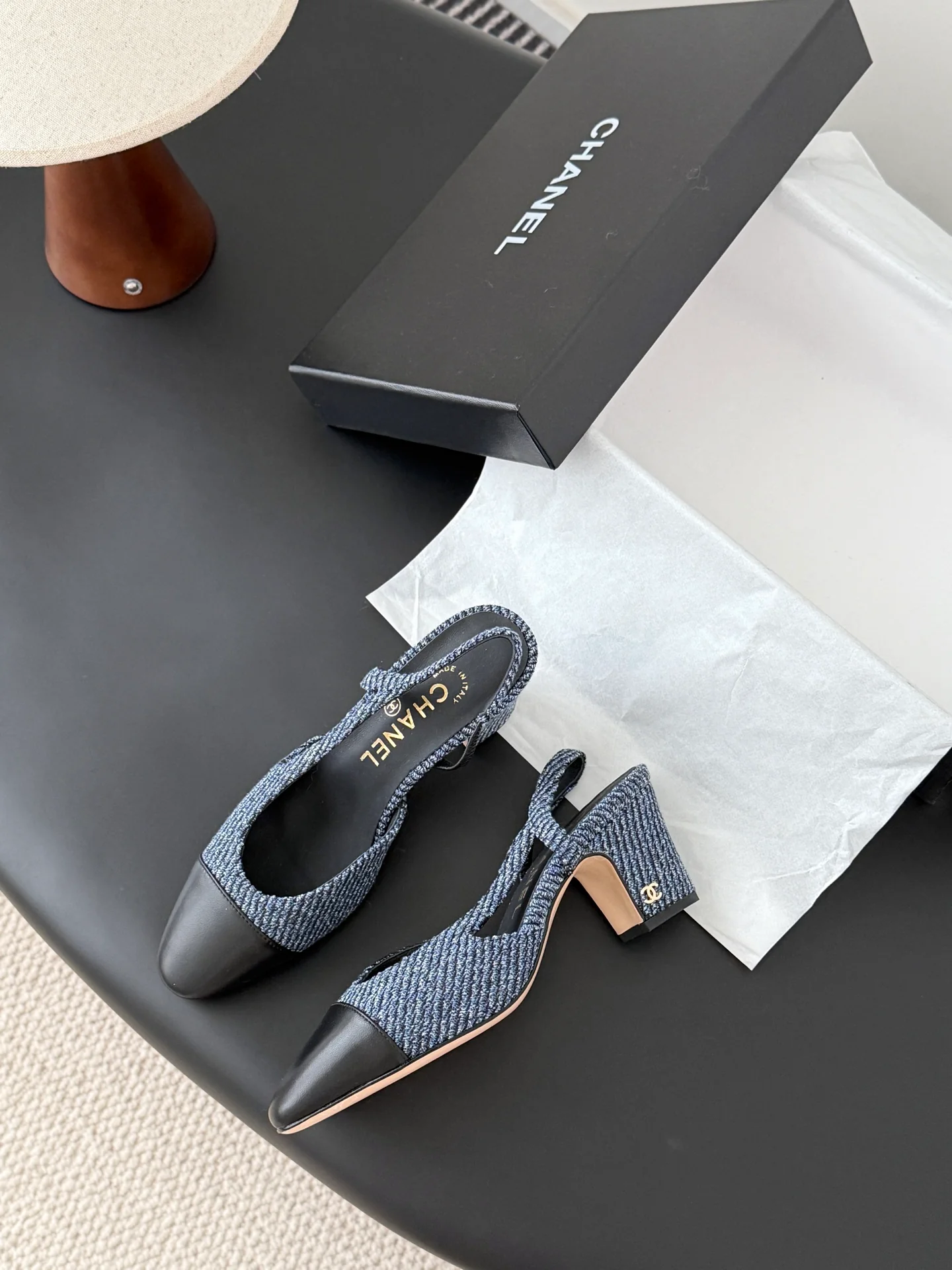 Chan 25fw slingback chunky heels