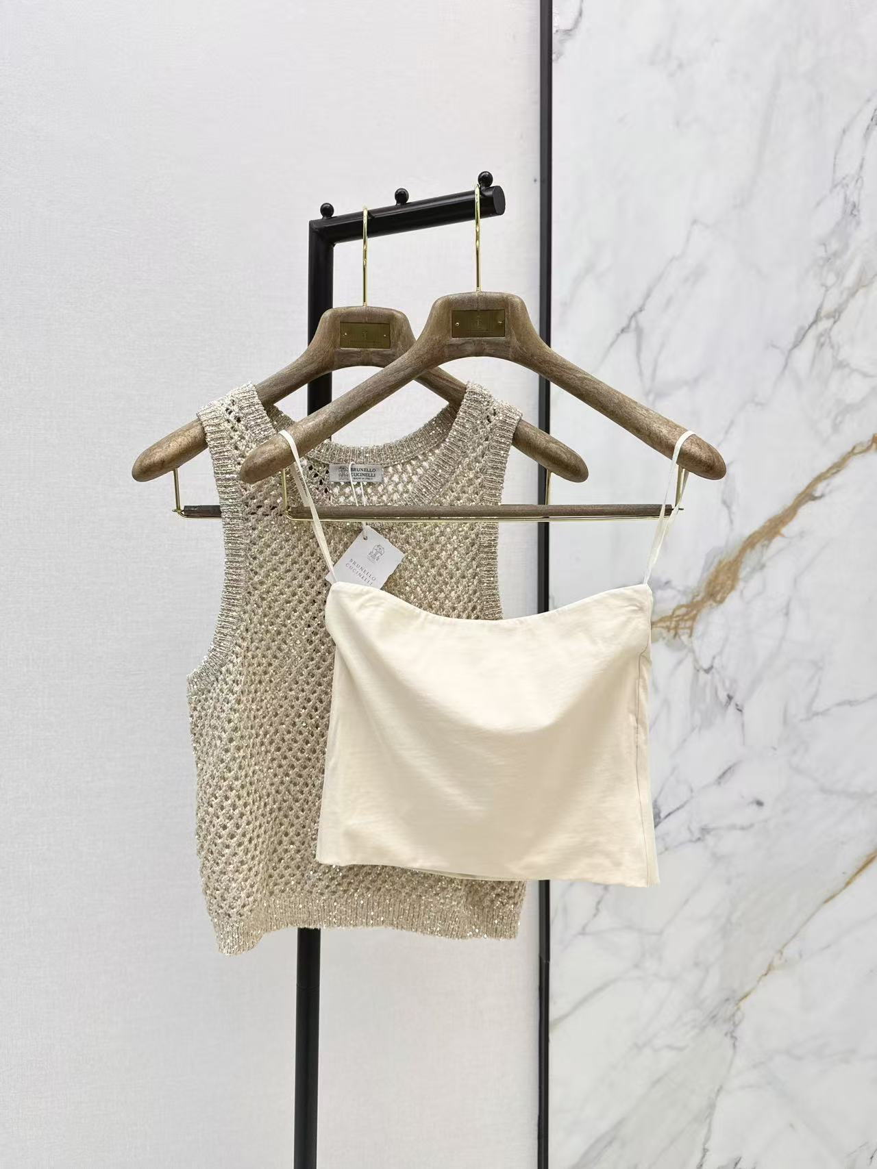 Brun 26ss 2pcs sequin vest camisole