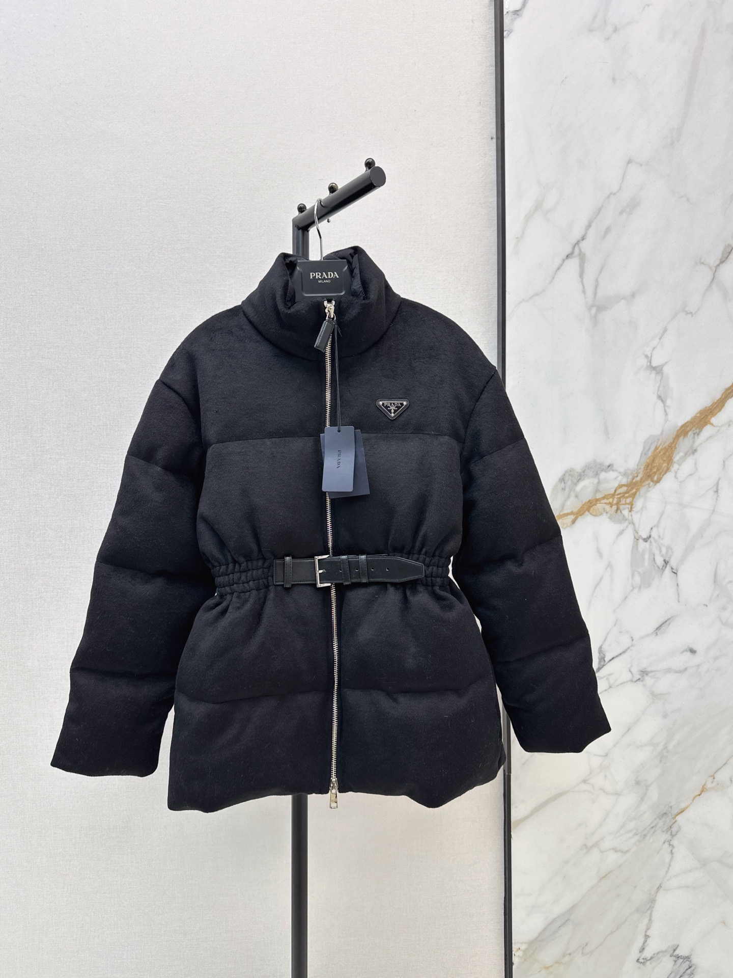 Pra 26fw belted woolen down jacket