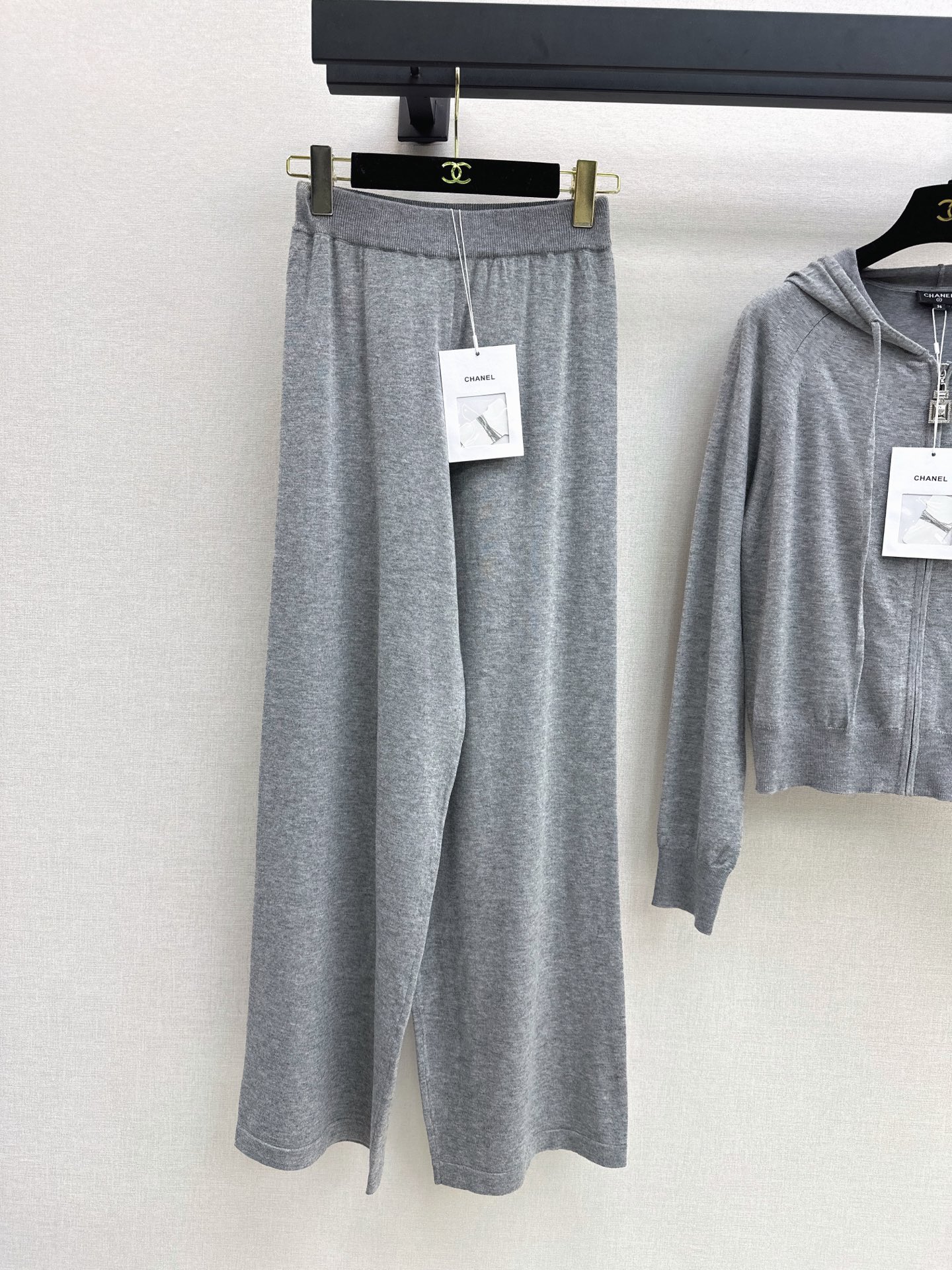 Chan 26fw knit hooded jacket pants sets