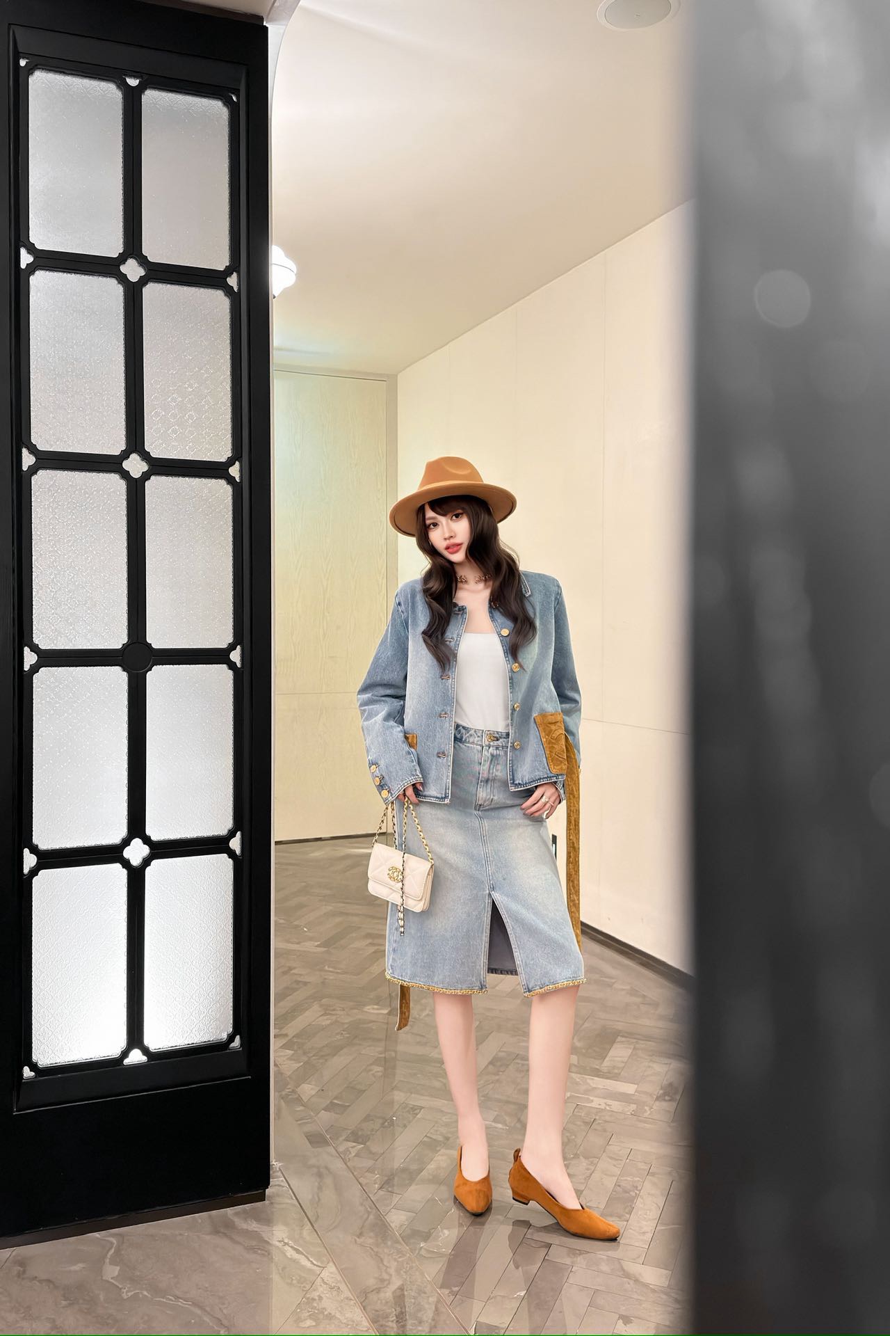 Chan 26fw belted denim jacket