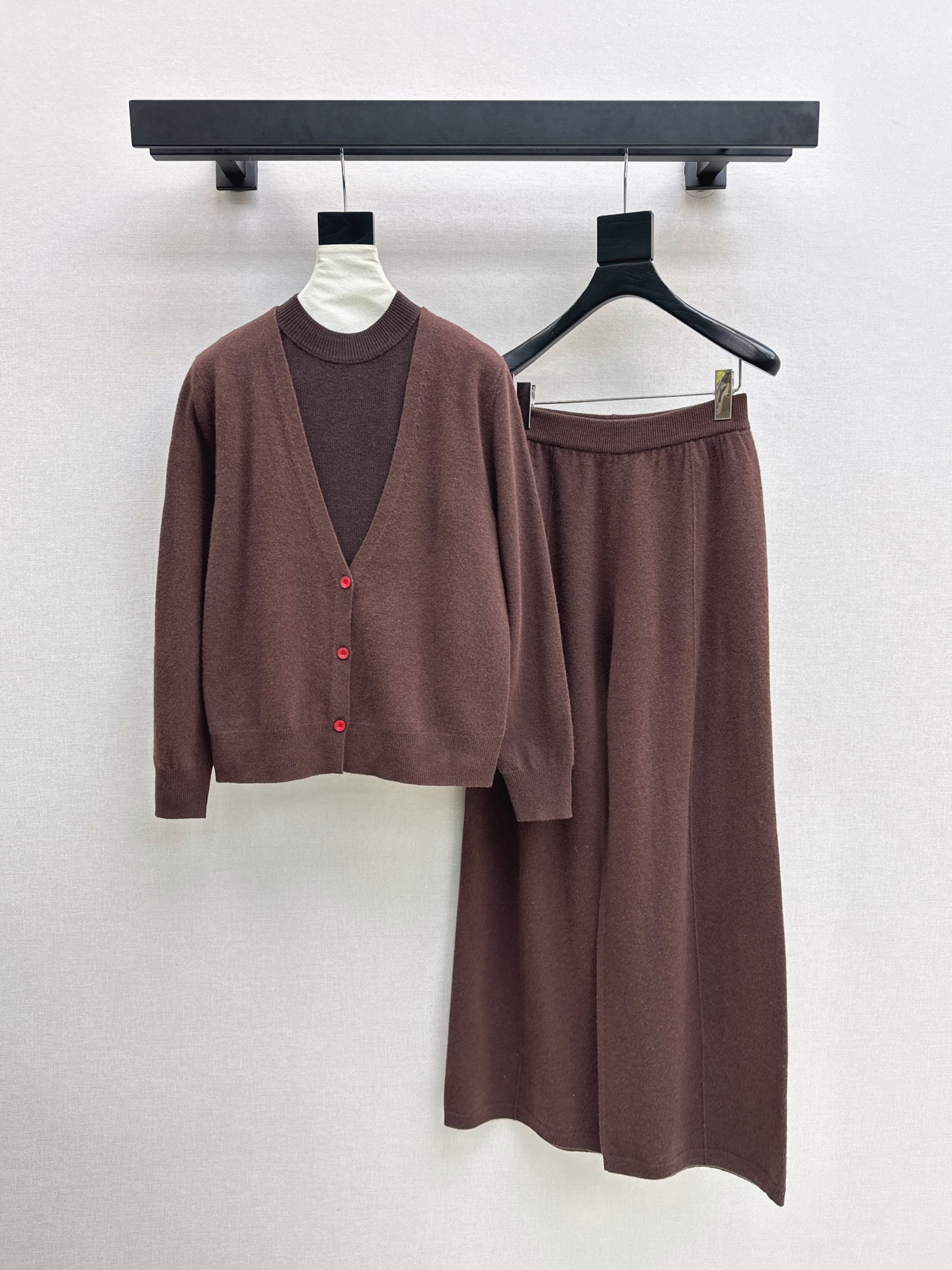 Brun 26fw knit vest cardigan pants sets