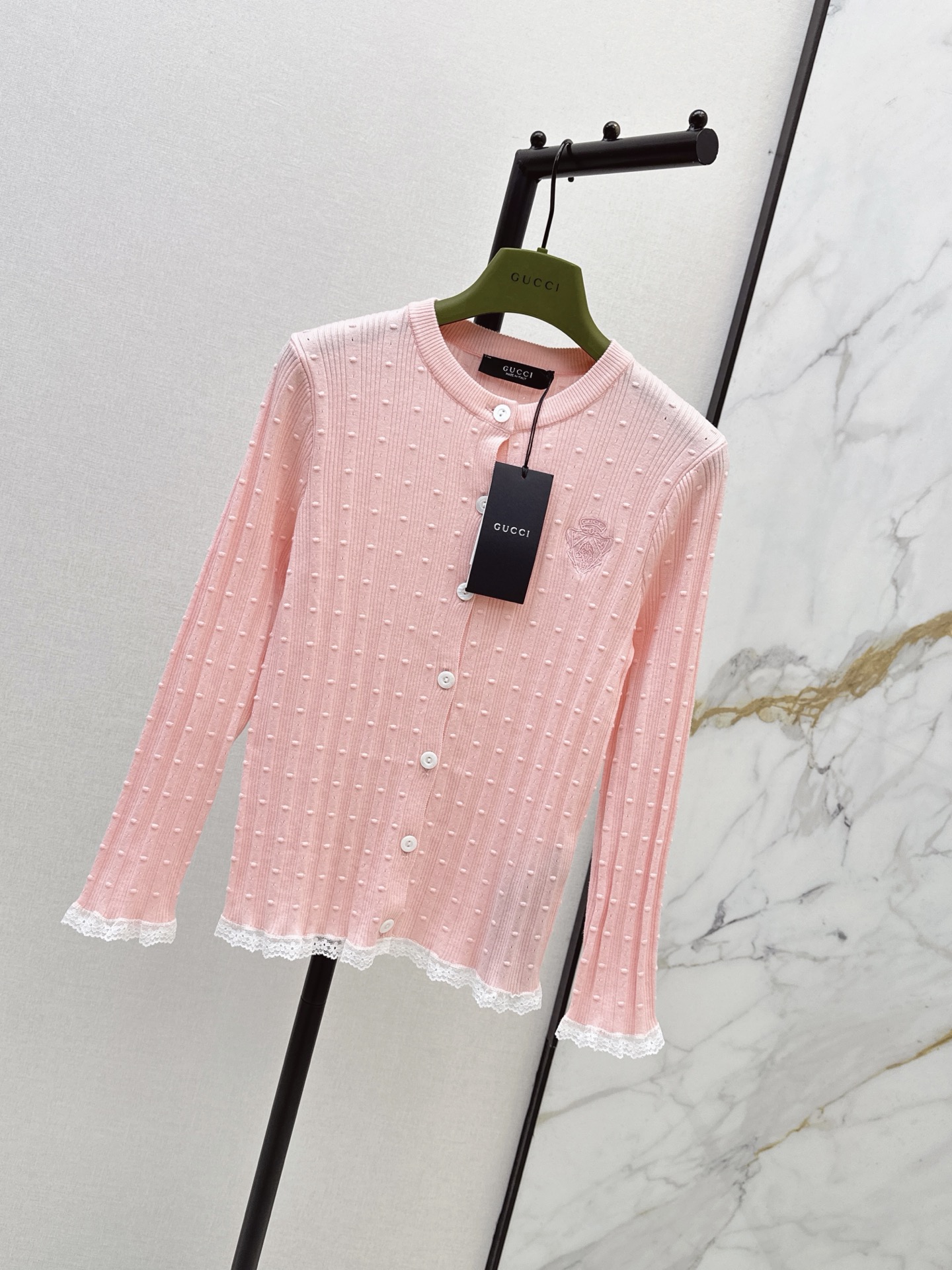 Guc 26fw lace trim knit cardigan