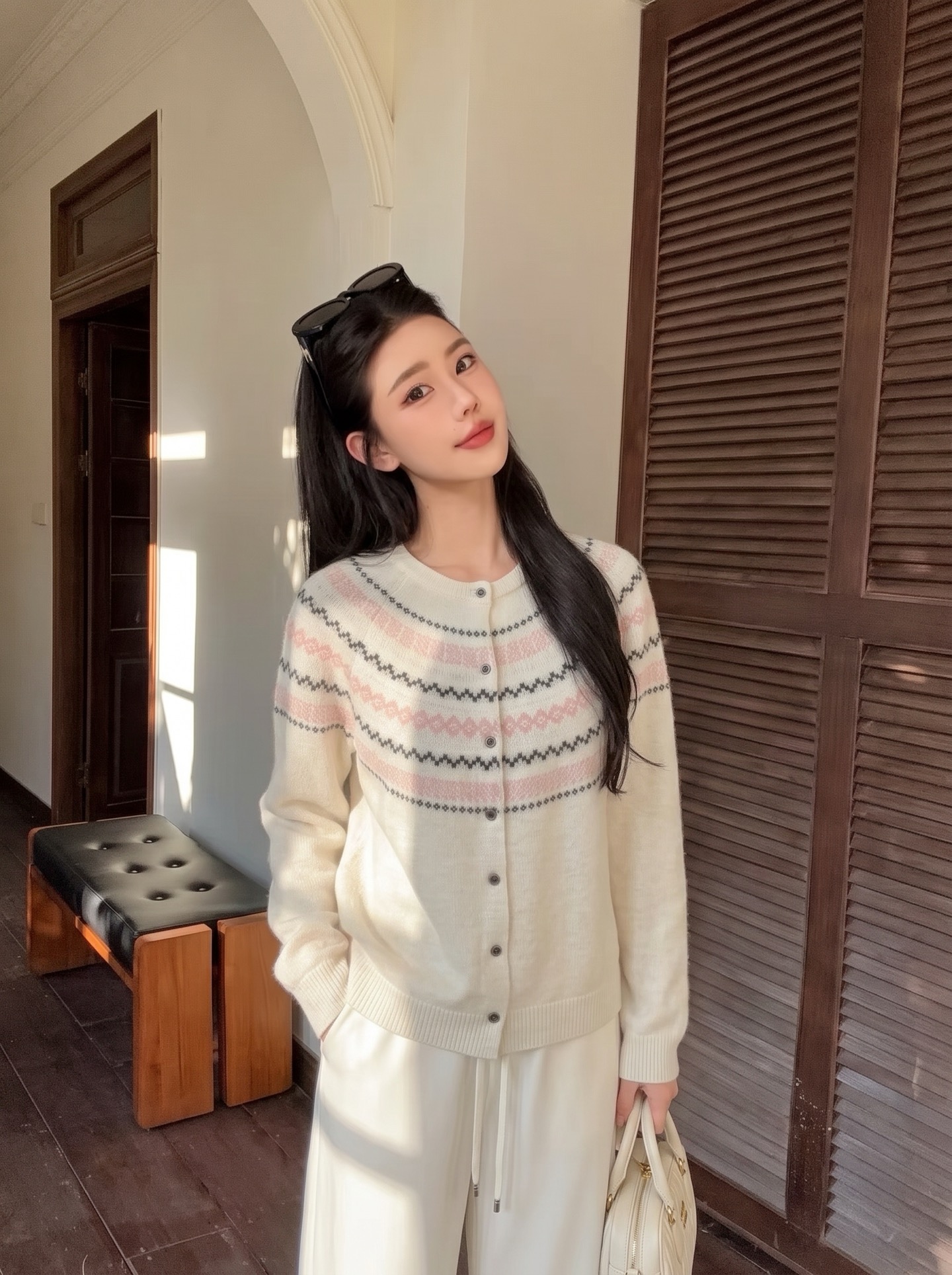 Max 26fw fair isle knit cardigan