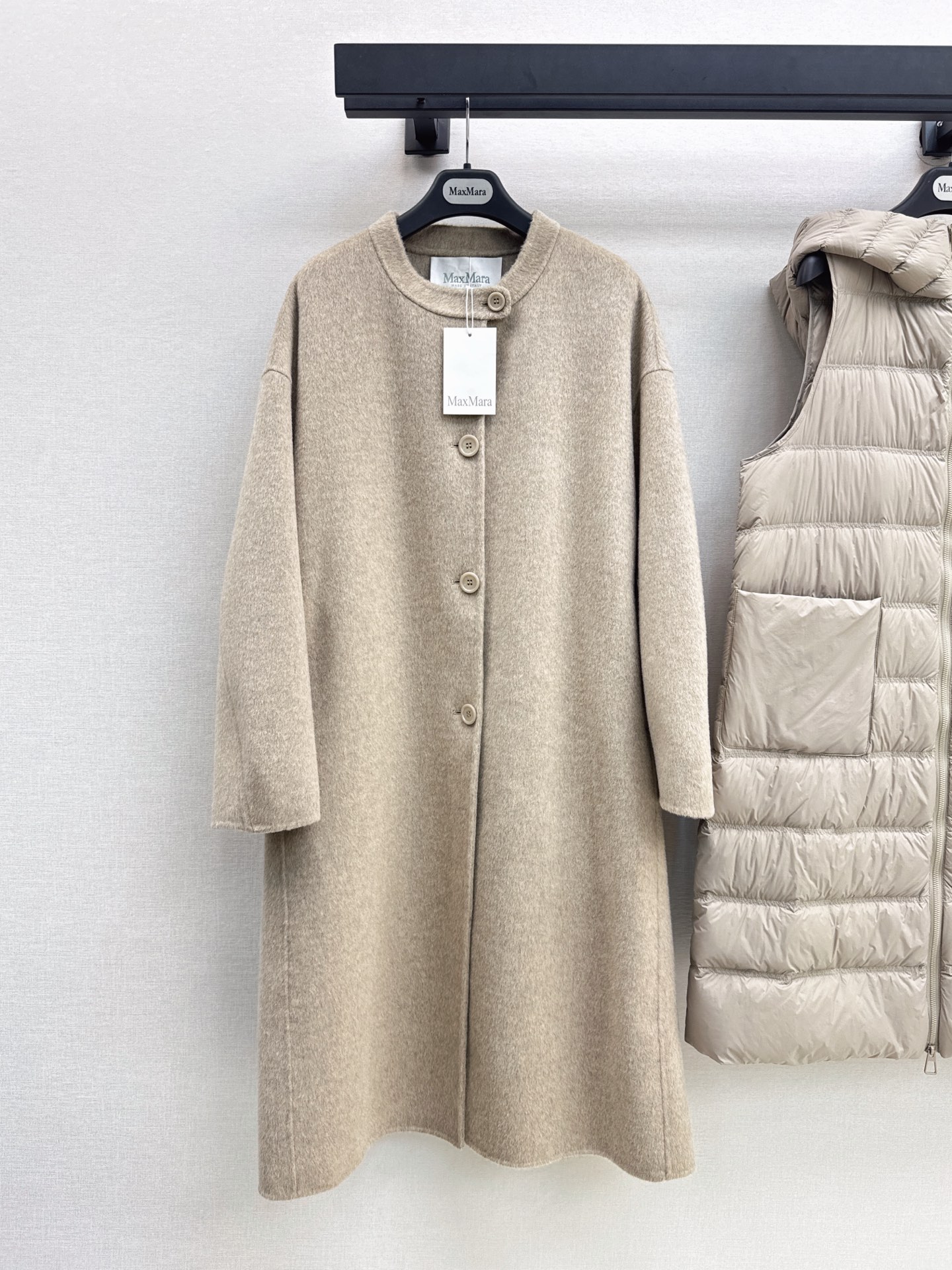 Max 26fw hooded down vest woolen overcoats sets