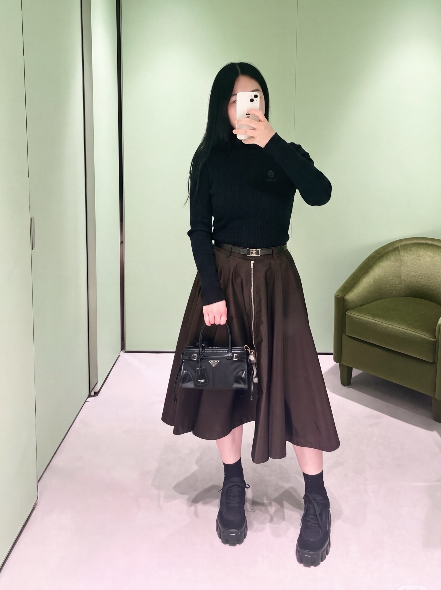 Pra 26fw knit high neck basic tee