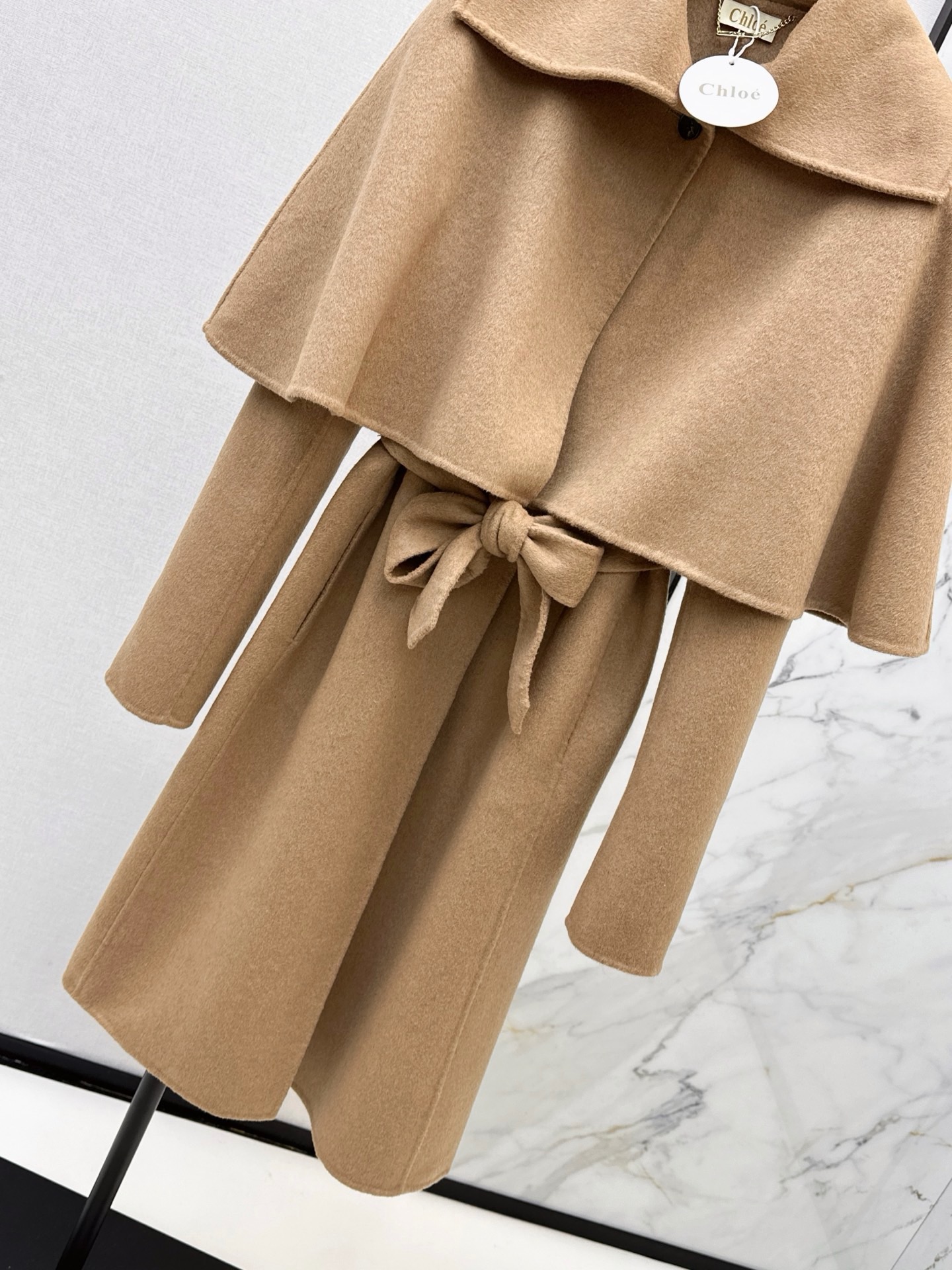 Chol 26fw detachable woolen cape overcoats