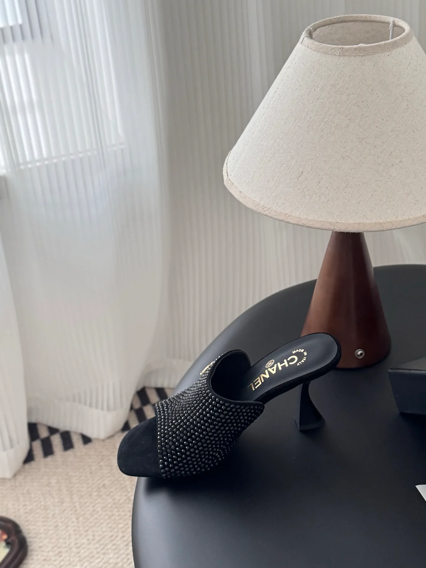 Chan 25fw high heeled slides sandals