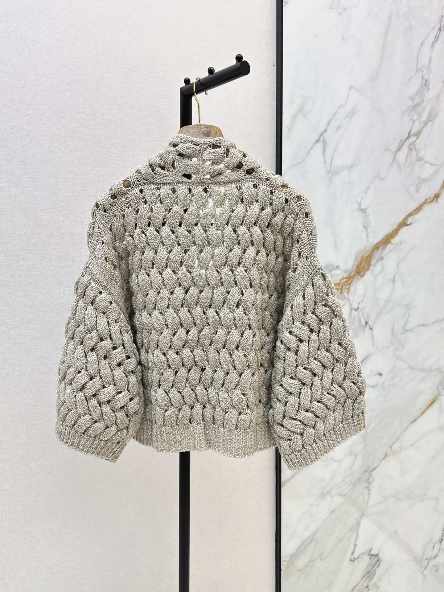 Brun 26fw hollow knit cardigan