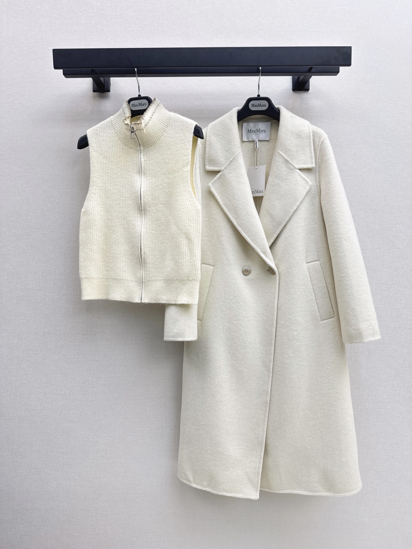 Max 26fw knit vest overcoats sets