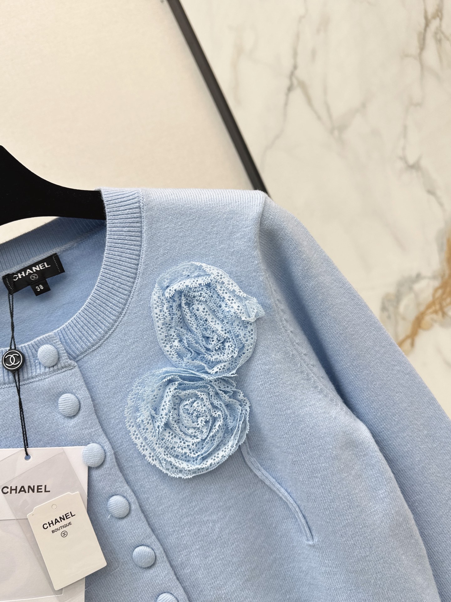 Chan 26fw 3d floarl knit cardigan
