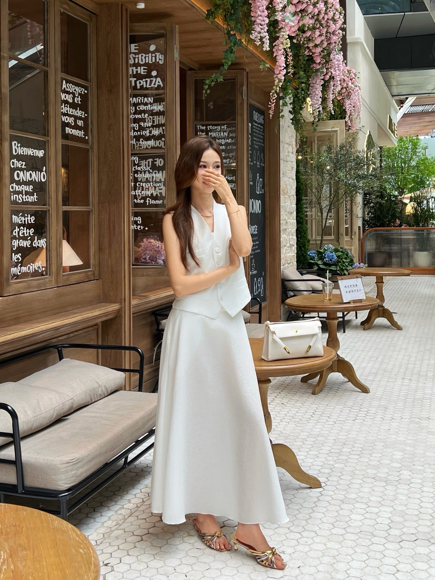 Ralp 26ss waistcoat pleated skirt sets