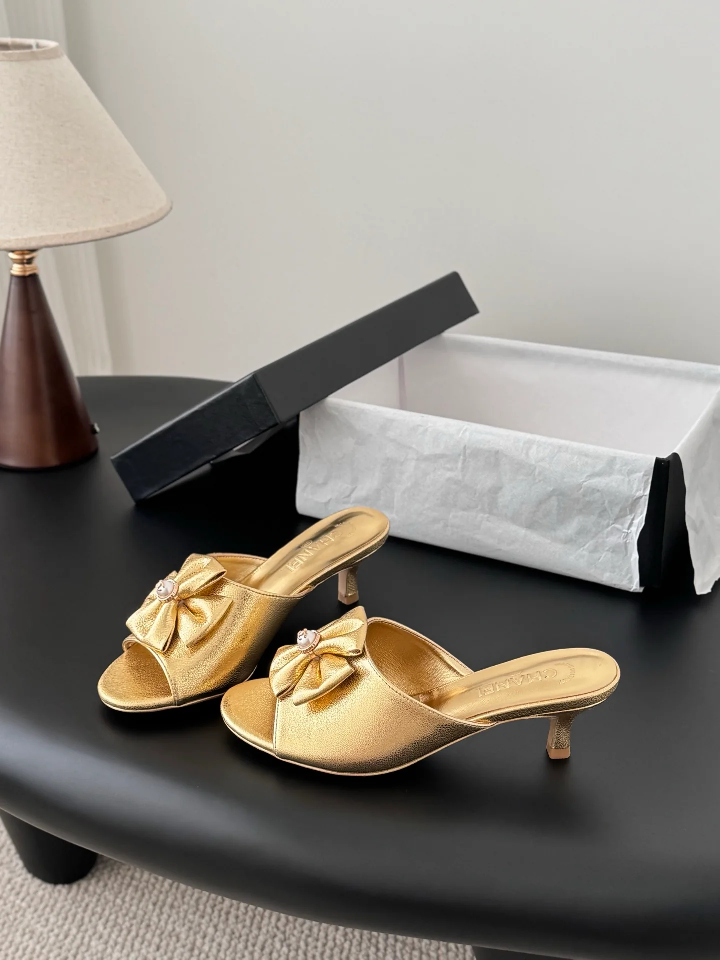 Chan 26ss kitten heel slides