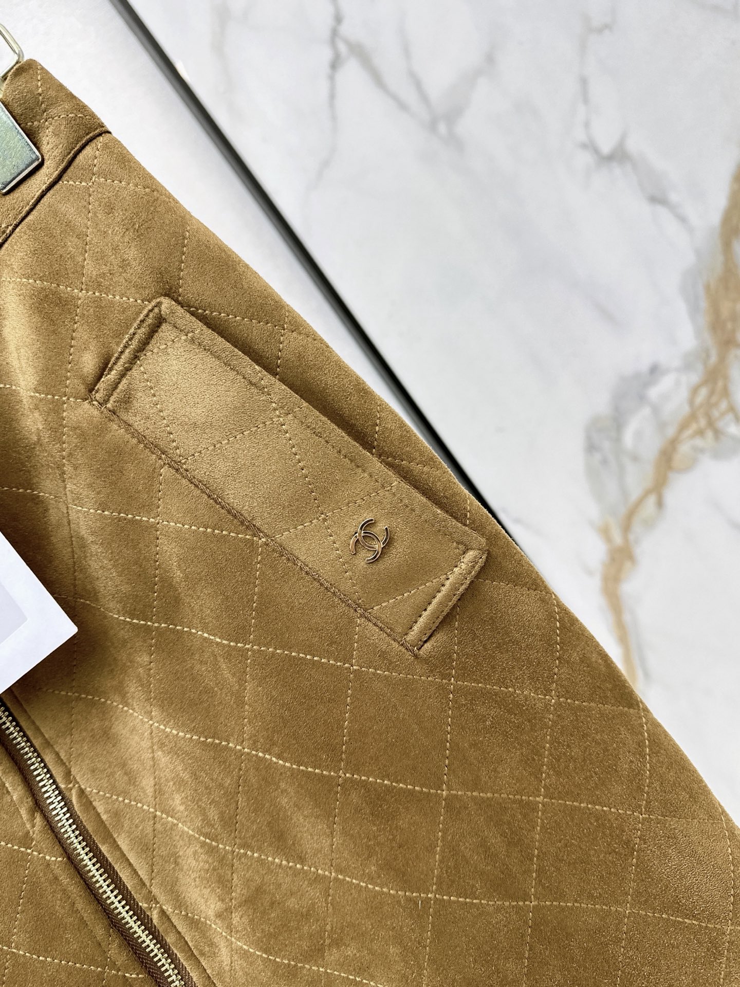 Chan 26fw suede fleece A-line zipper skirt
