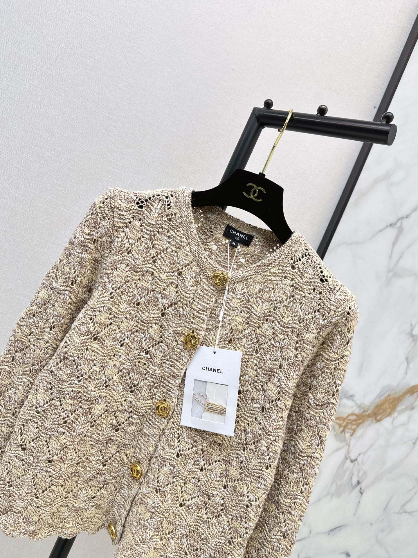 Chan 26fw hollow jacquard cardigan